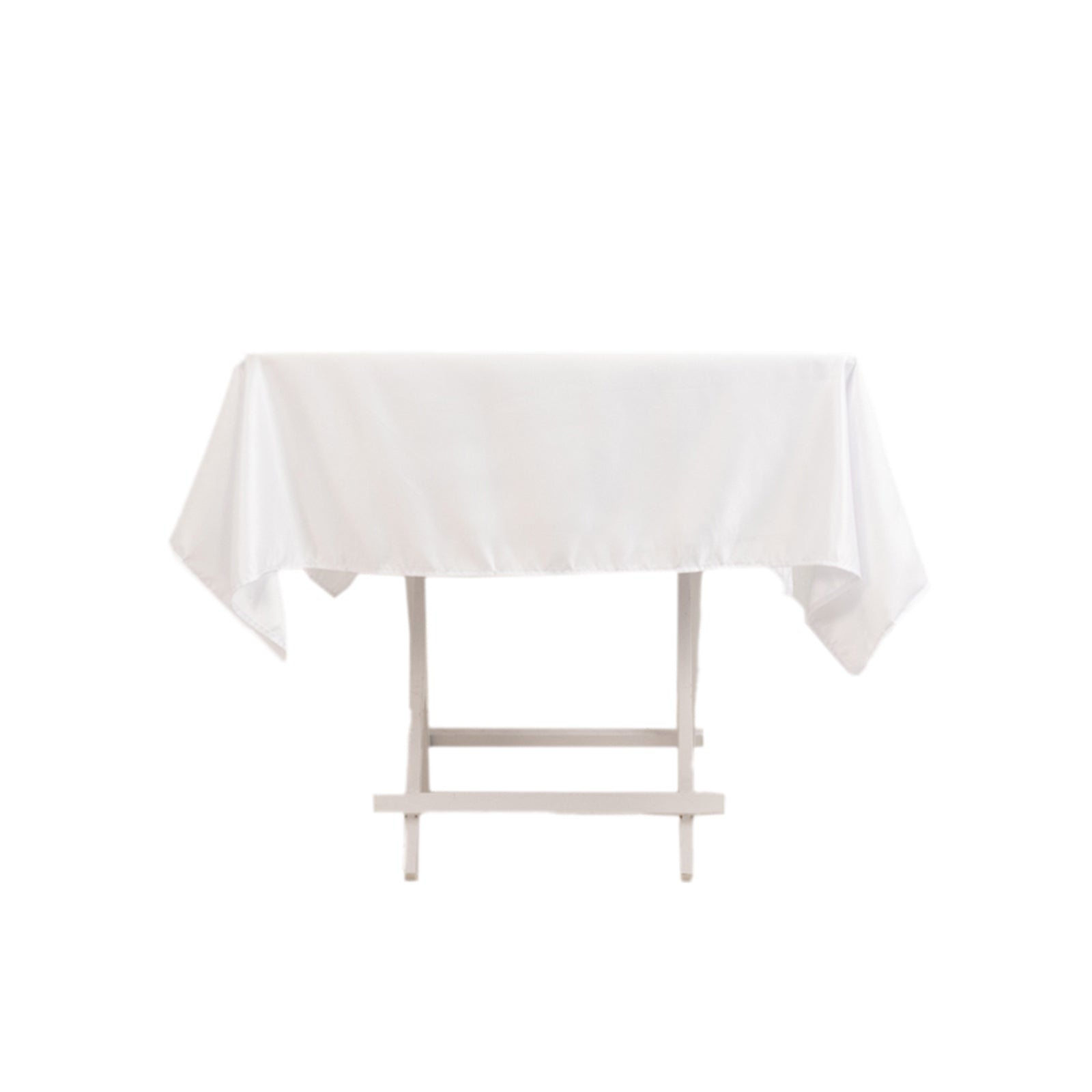 Lamour Satin 54x54 Square Tablecloth White - Durable & Silk-Like Table Cover for Weddings & Parties