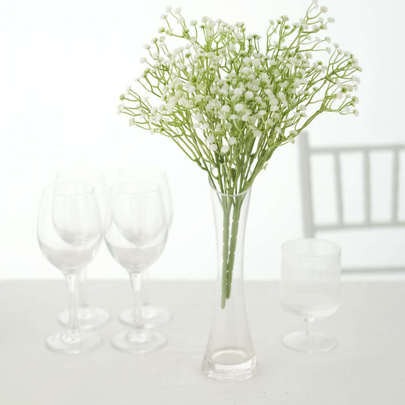 3 Bushes White 14 Artificial Baby’s Breath Gypsophila Flower Arrangements, Real Touch Indoor Faux Floral Bouquets