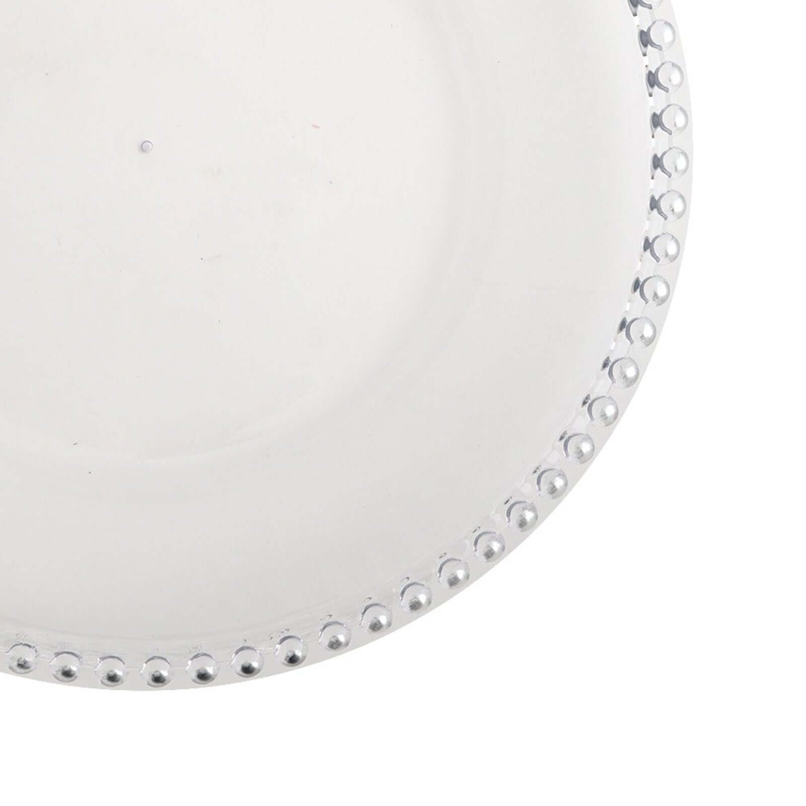 6-Pack Acrylic Round Charger Plates 13 in Clear with Silver Beaded Rim, Decorative Dinner Party Serving Plates