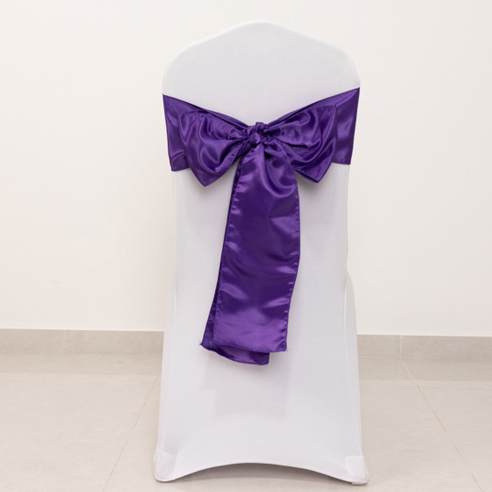 5 Pack Lamour Satin 6x106 Chair Sashes Purple - Stylish Reusable Decorative Bows