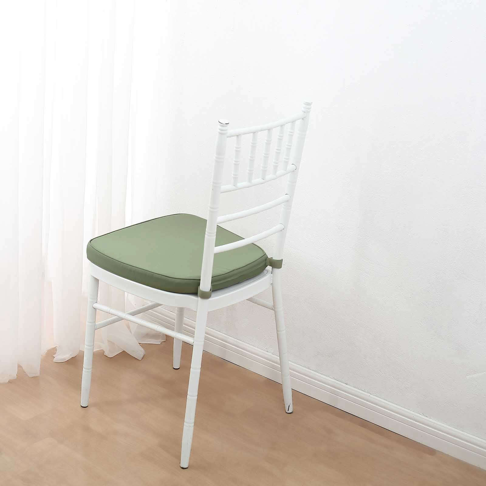 Chiavari Chair Cushion with 1.5 Thick Memory Foam and Ties Dusty Sage Green - Stylish Removable Cover for Comfort