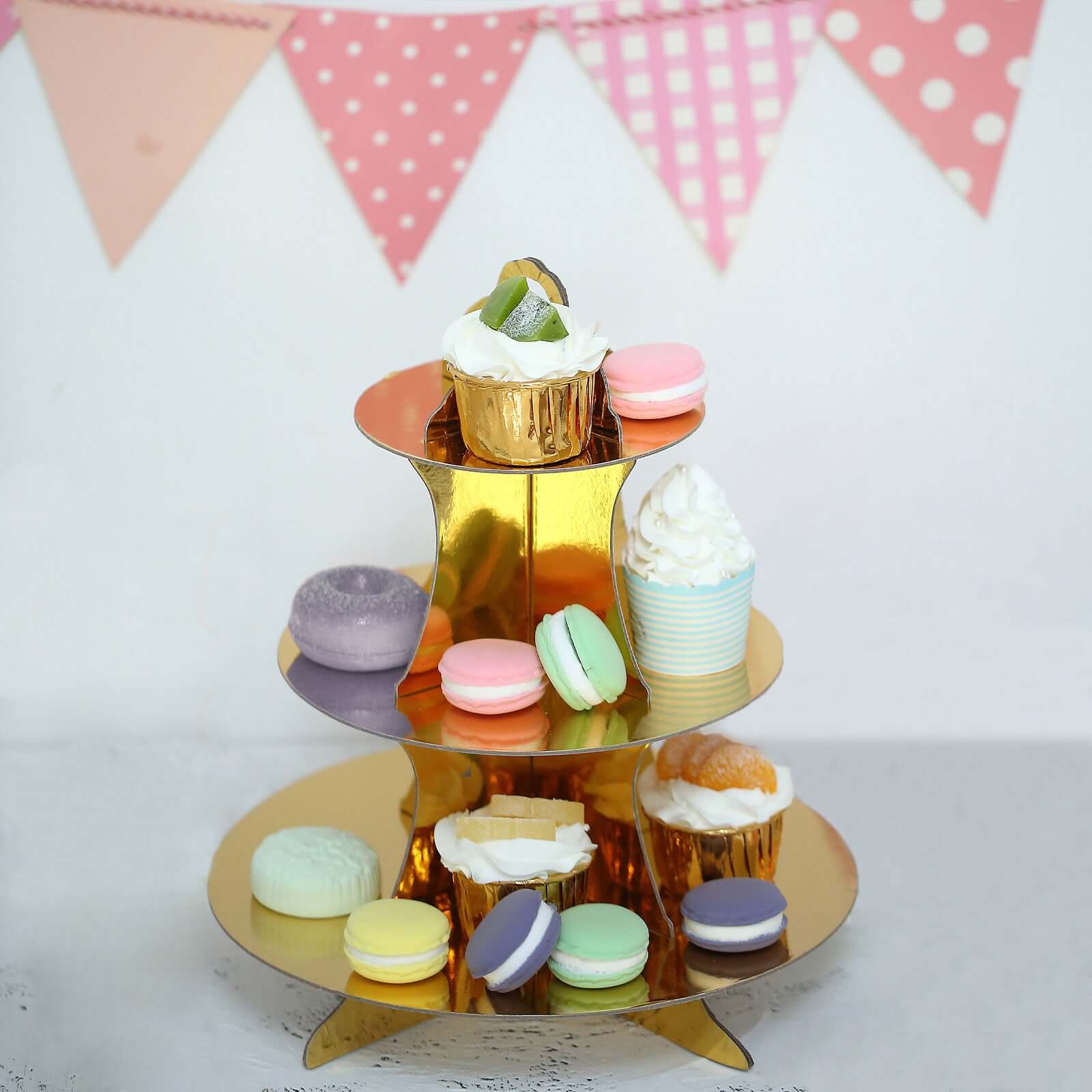 3-Tier Cardboard Cupcake Stand Metallic Gold - Reusable Dessert Table Display Tower for Classy Birthday Wedding Party Decoration 14