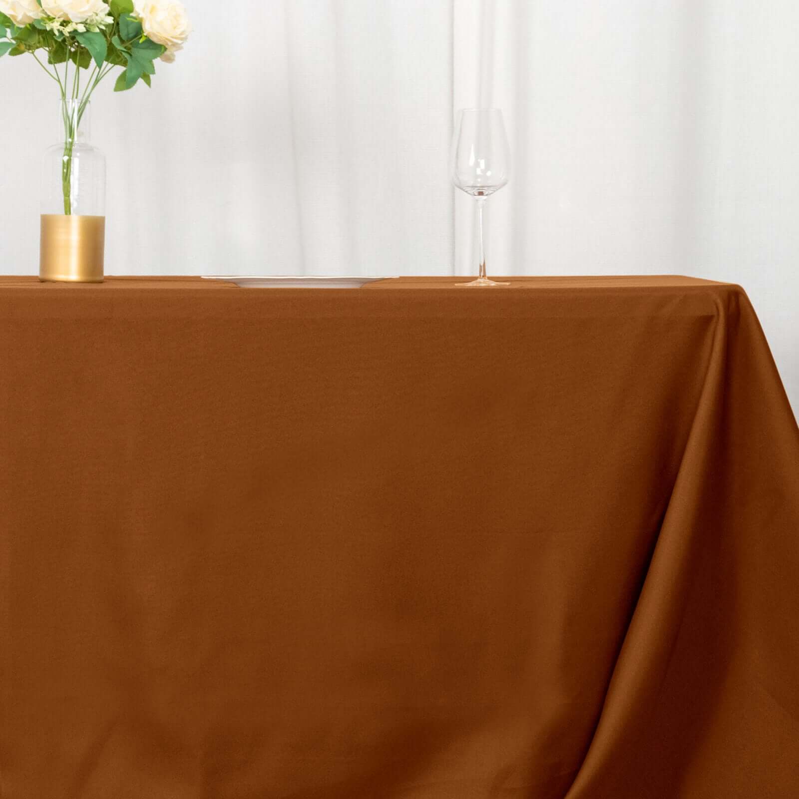 Polyester 72x120 Rectangle Tablecloth Cinnamon Brown - Durable and Stylish Table Cover