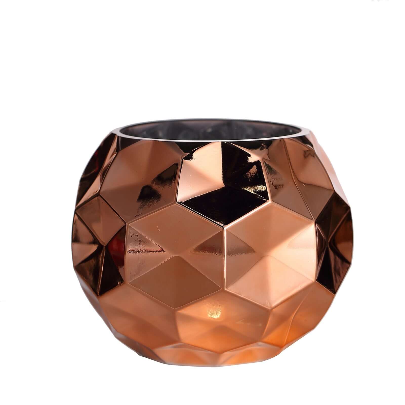 2-Pack Mercury Glass Vases Honeycomb Design Rose Gold - Stylish Geometric Wedding Centerpieces 6