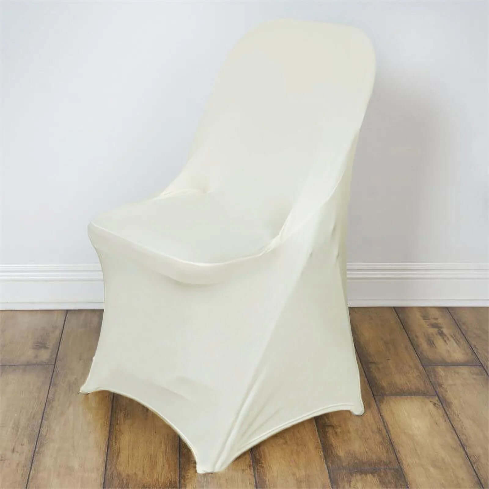 10 Pack Stretch Spandex Chair Covers Ivory for Folding Chairs - Durable 160GSM Fitted Slipcovers