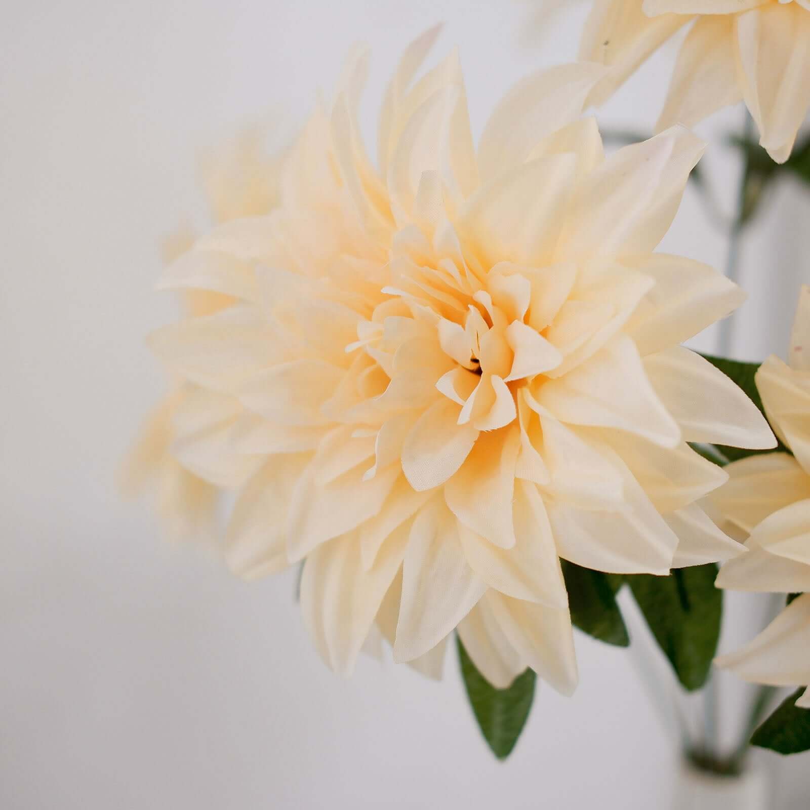 2 Bushes 20 Cream Large Head Artificial Dahlia Bouquet, Silk Bridal Flower Decorations