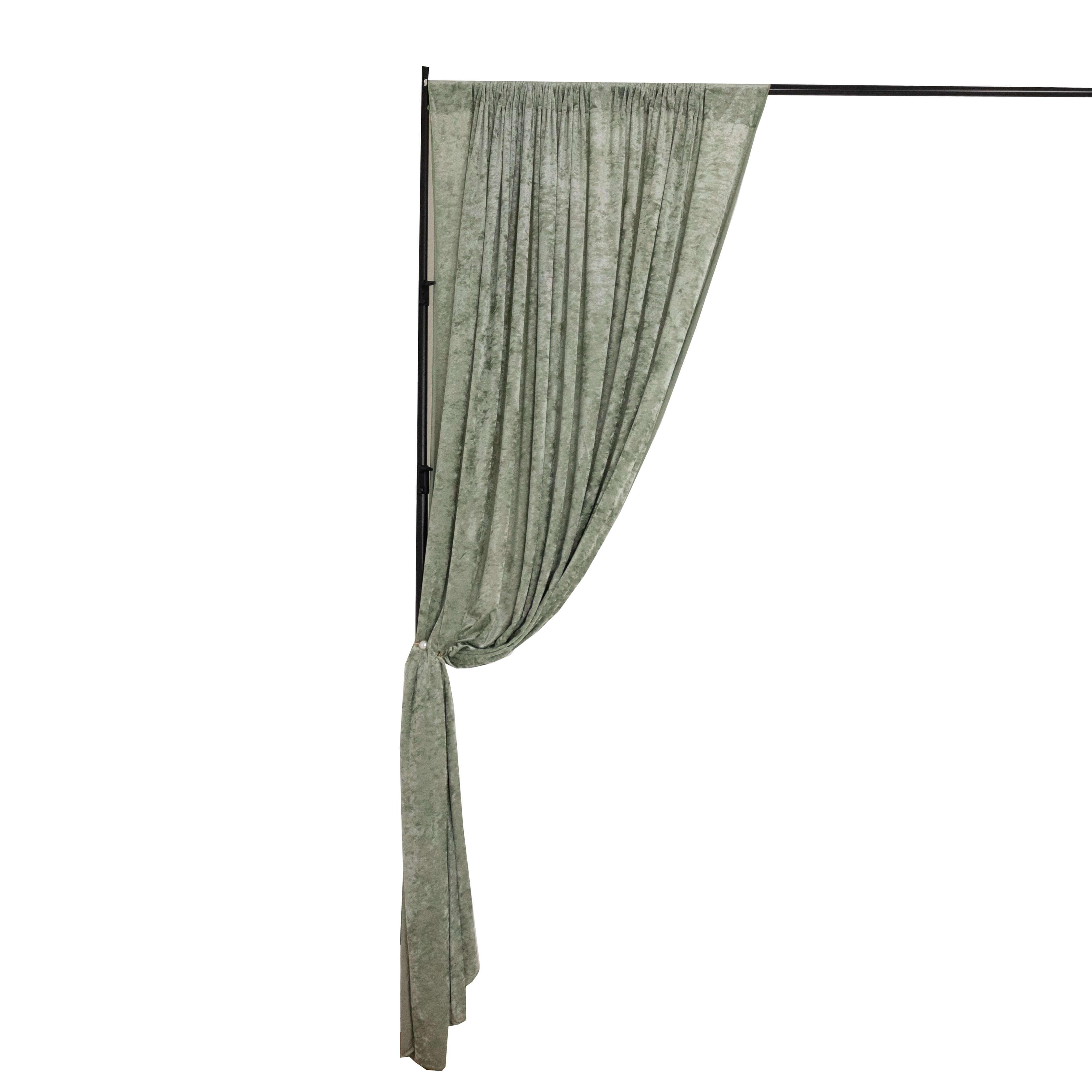 8ftx8ft Sage Green Premium Smooth Velvet Event Curtain Drapes, Privacy Backdrop Event Panel with Rod Pocket