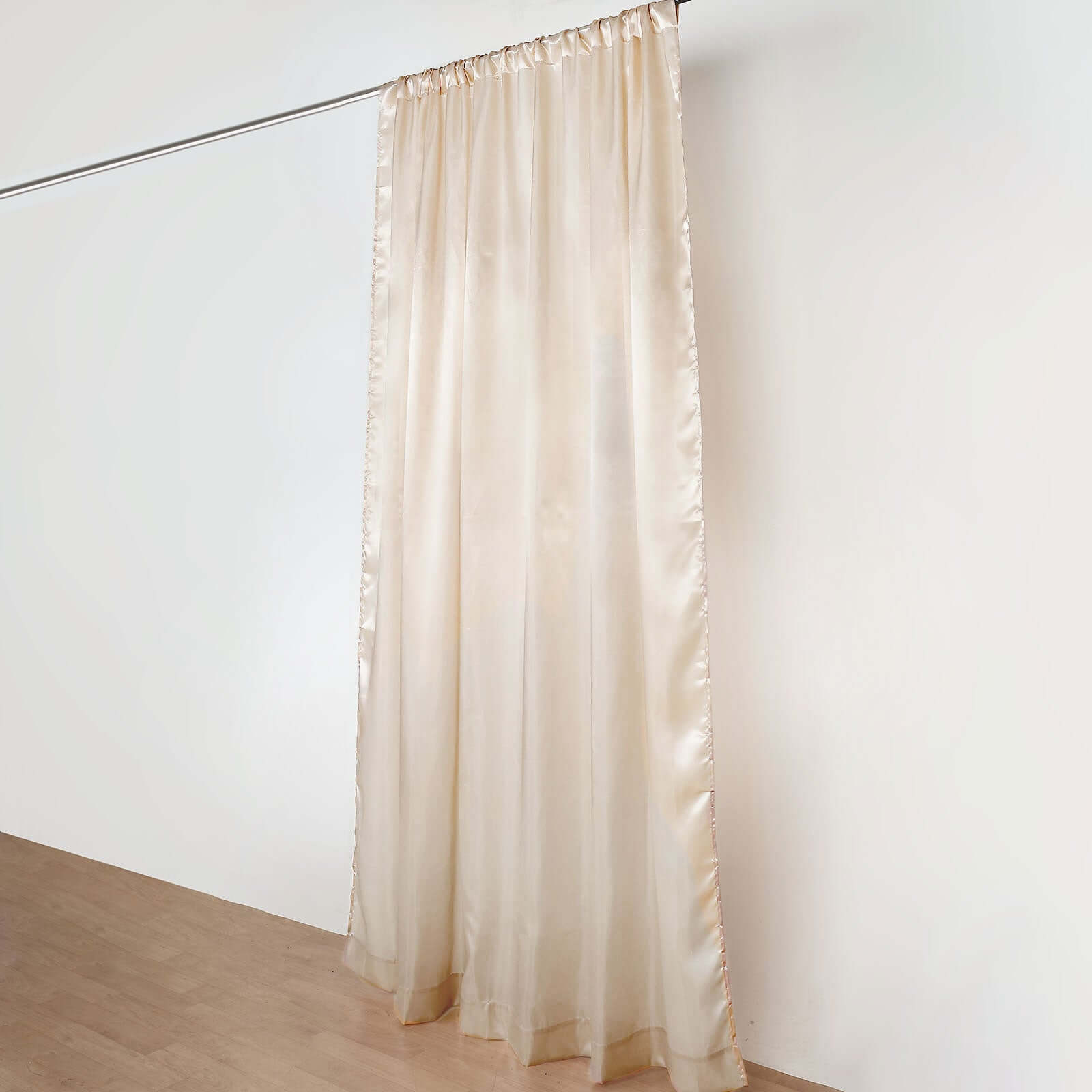 8ftx10ft Beige Satin Event Curtain Drapes, Backdrop Event Panel