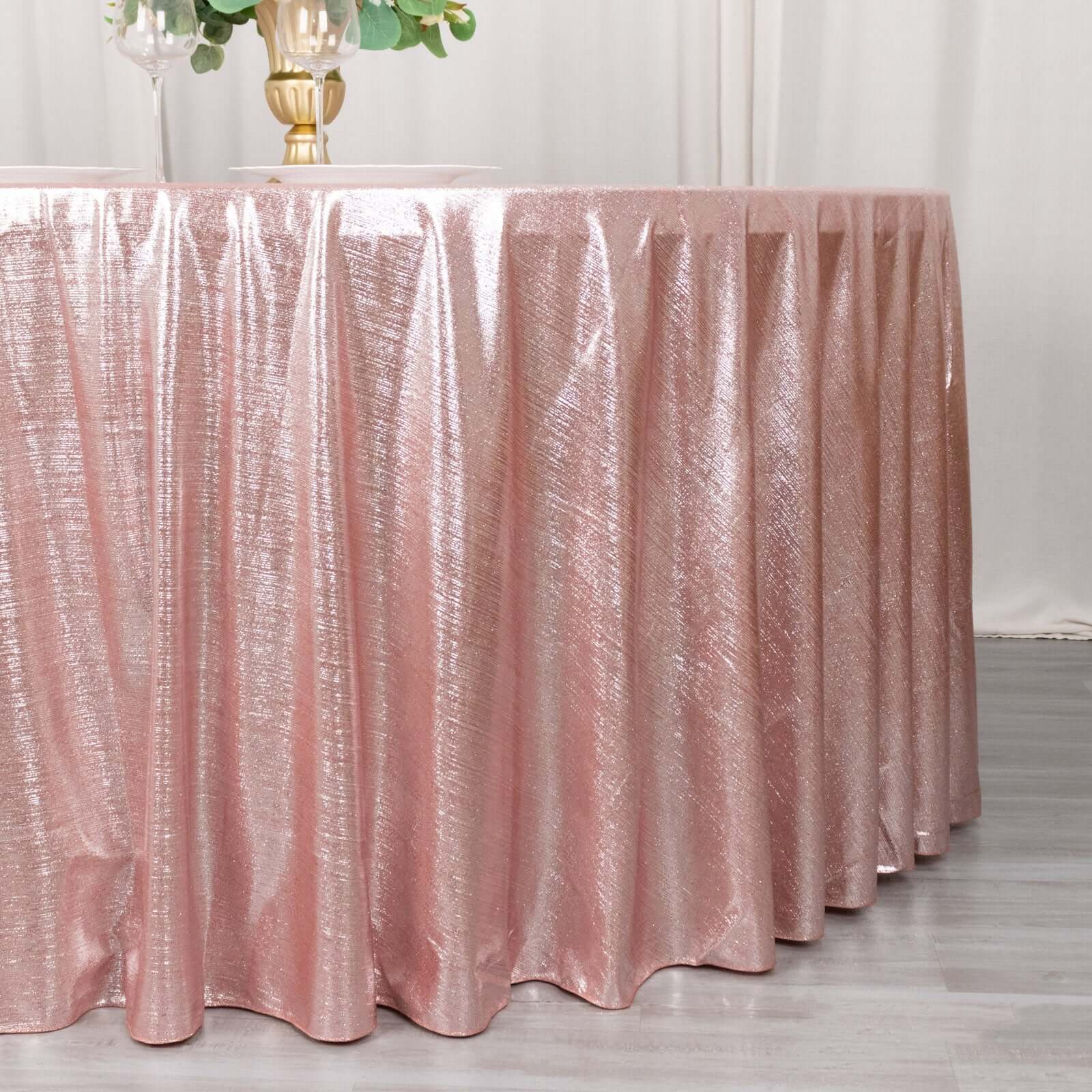 Sequin Dots Polyester Round 120 Tablecloth Rose Gold - Wrinkle Free & Sparkling Table Cover