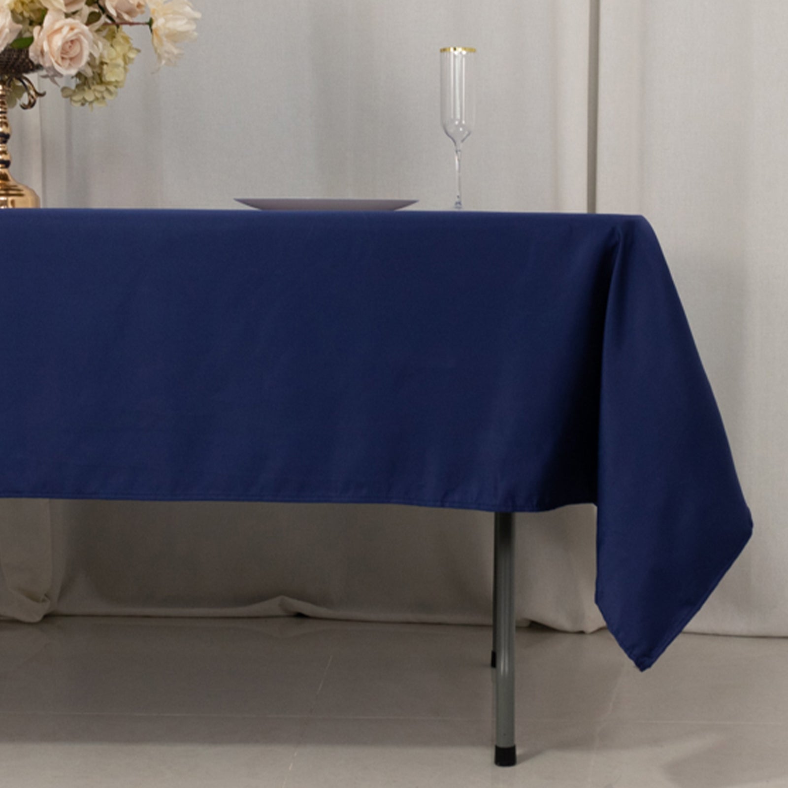 Lamour Satin 60x102 Rectangle Tablecloth Navy Blue - Durable & Silky Soft Feel Table Cover