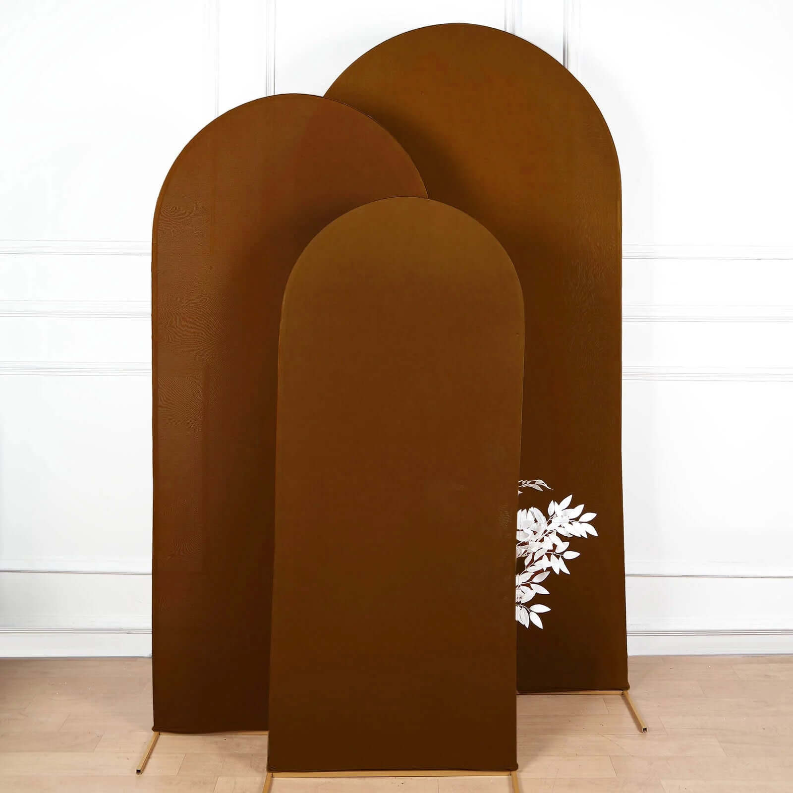 5ft Cinnamon Brown Spandex Fitted Chiara Backdrop Stand Cover For Round Top Wedding Arch