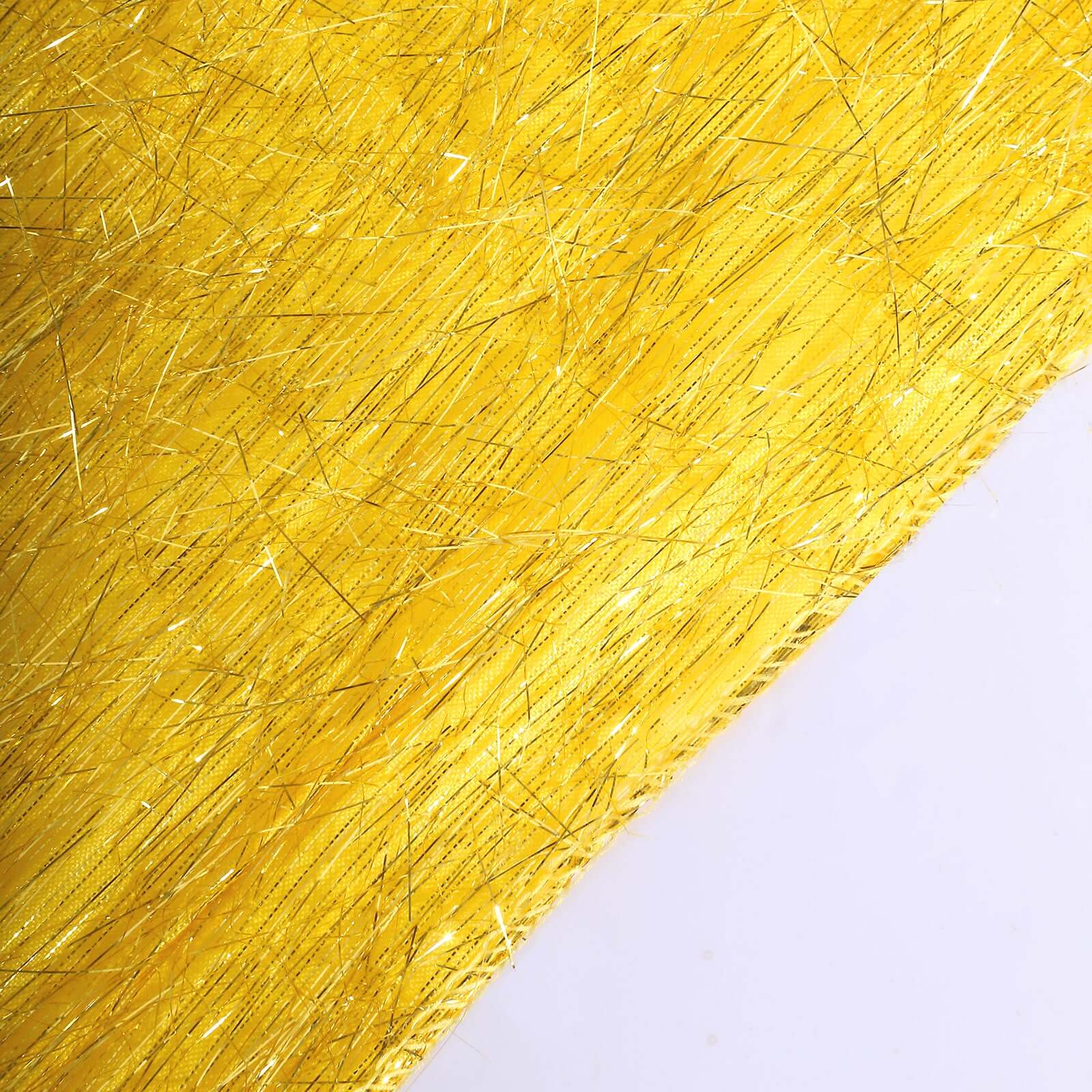 Metallic Tinsel Polyester 12x108 Table Runner Gold - Shimmery Fringe Shag Event Table Decor