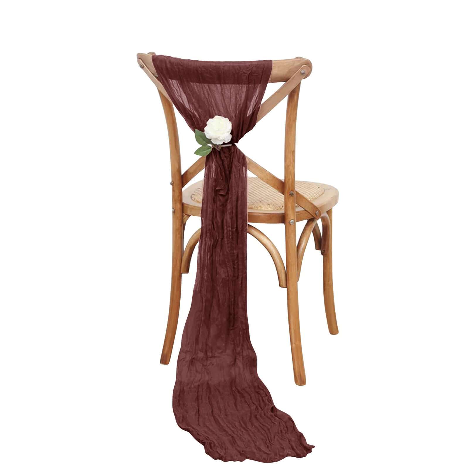 5 Pack Cheesecloth Gauze 16x88 Chair Sashes Burgundy - Boho Chair Decorations