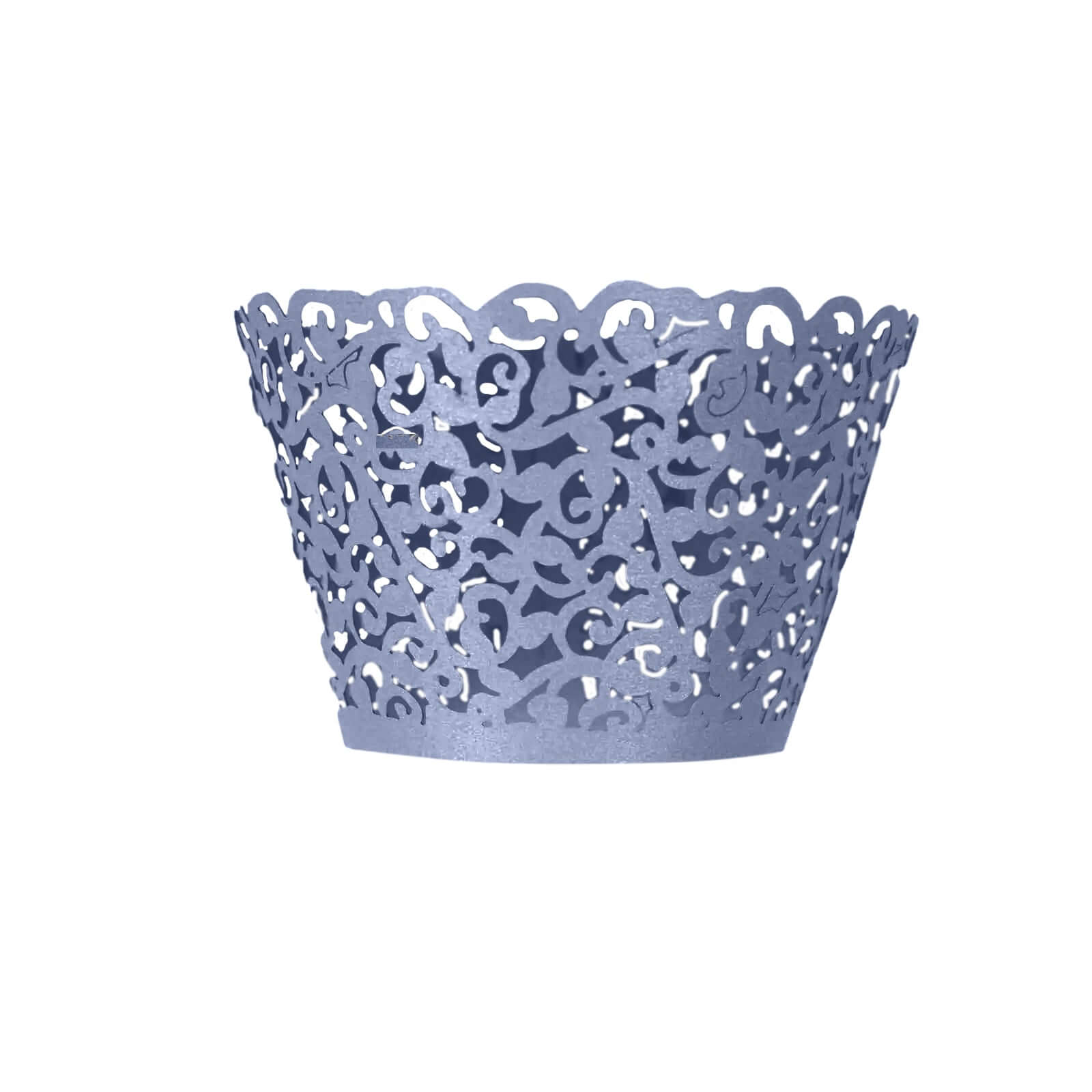 25-Pack Paper Cupcake Wrappers Lace Laser Cut Design Navy Blue - Muffin Baking Cup Trays for Events