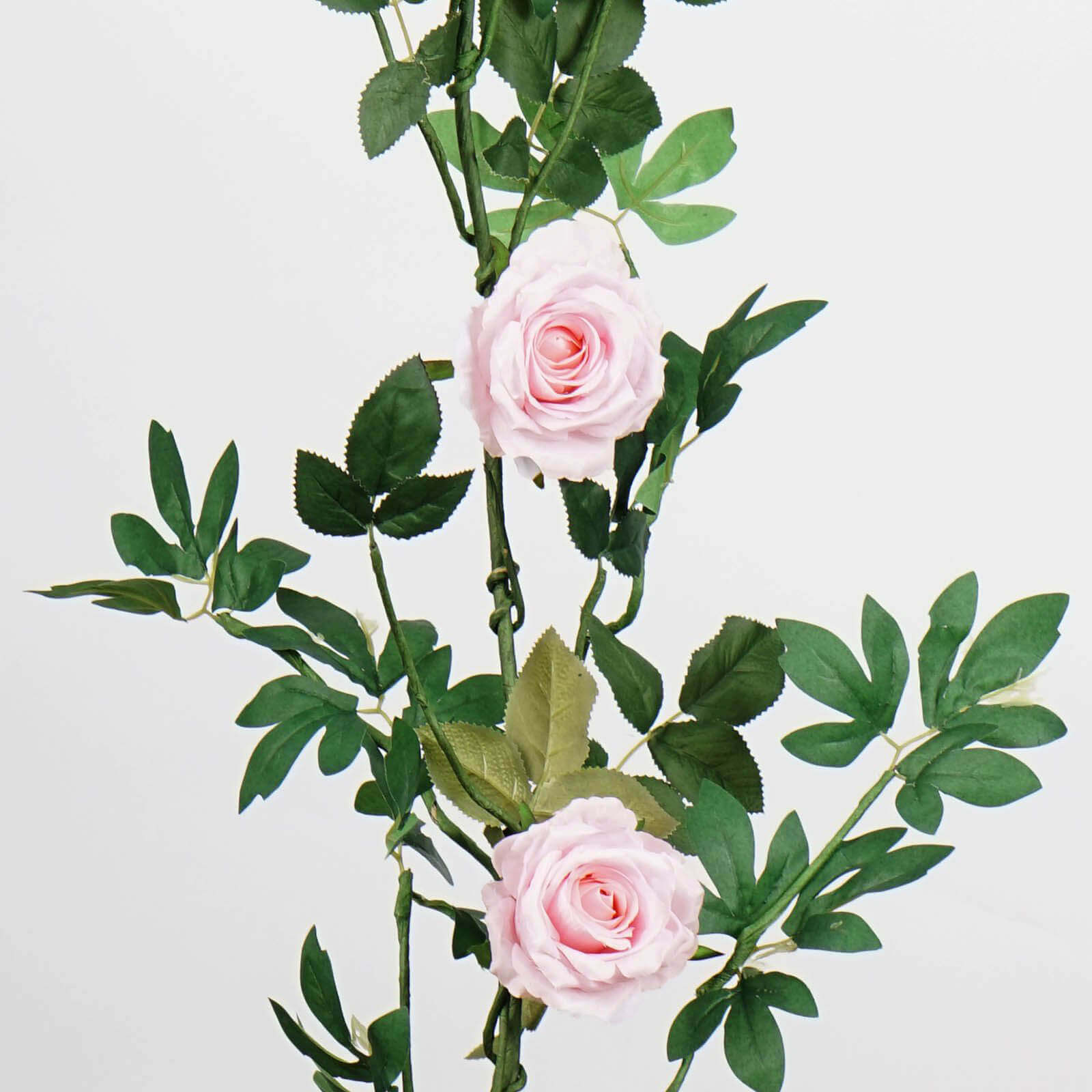 6ft Blush Real Touch Artificial Rose and Leaf Flower Garland Vine