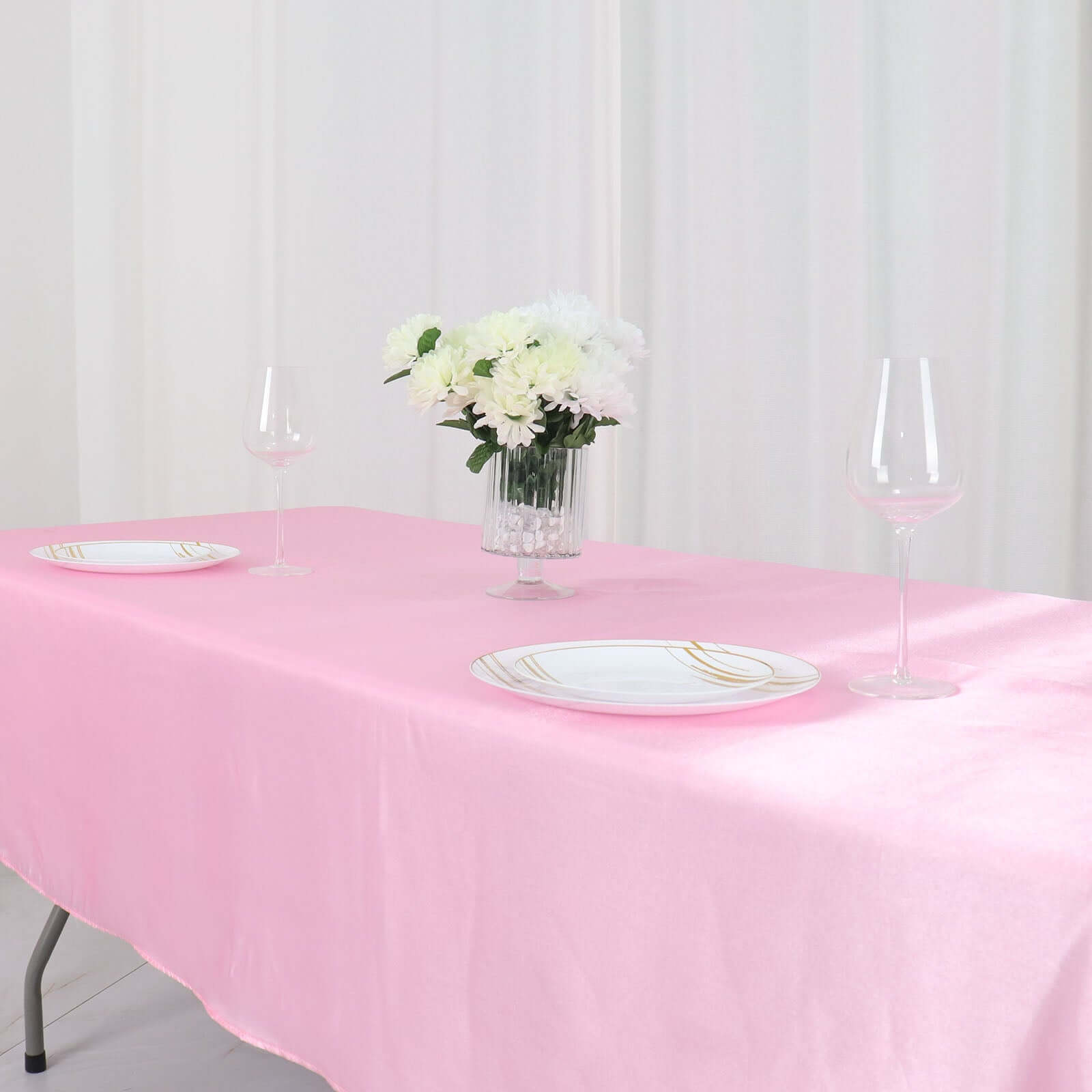 Satin Rectangular 60x102 Tablecloth Pink - Smooth and Lustrous Table Cover