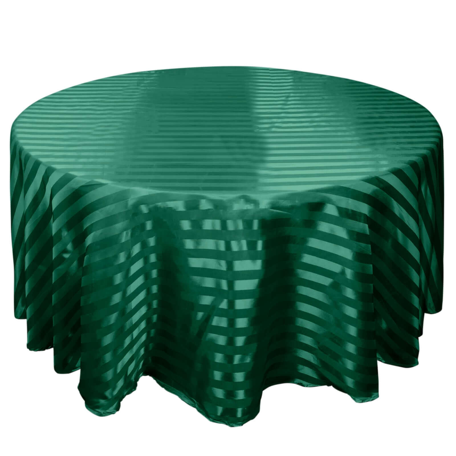 Satin Striped 120 Round Tablecloth Hunter Emerald Green Satin Stripe - Silky Smooth Seamless Table Cover