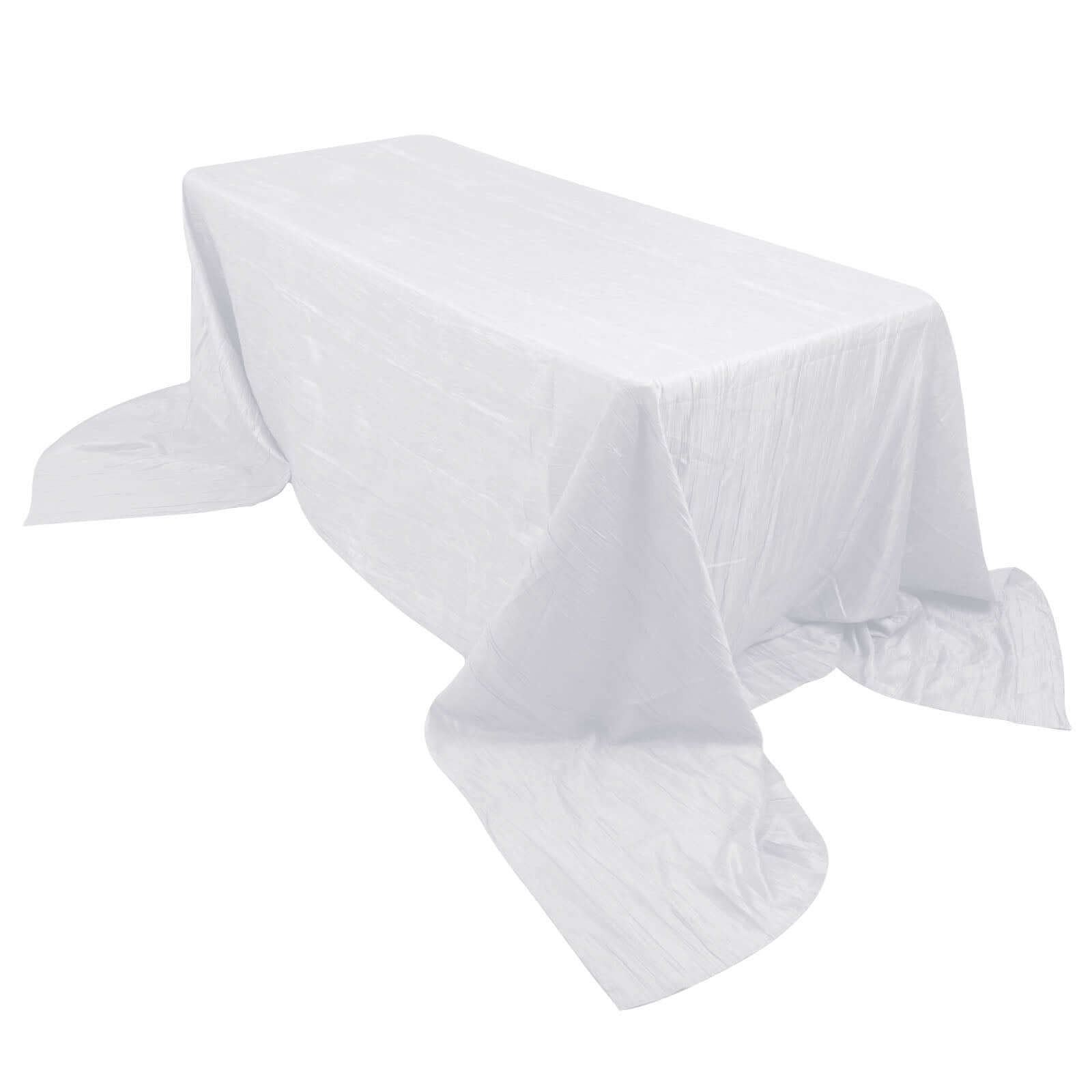 Taffeta 90x156 Rectangle Tablecloth White - Seamless Accordion Crinkle Design for Stylish Celebrations