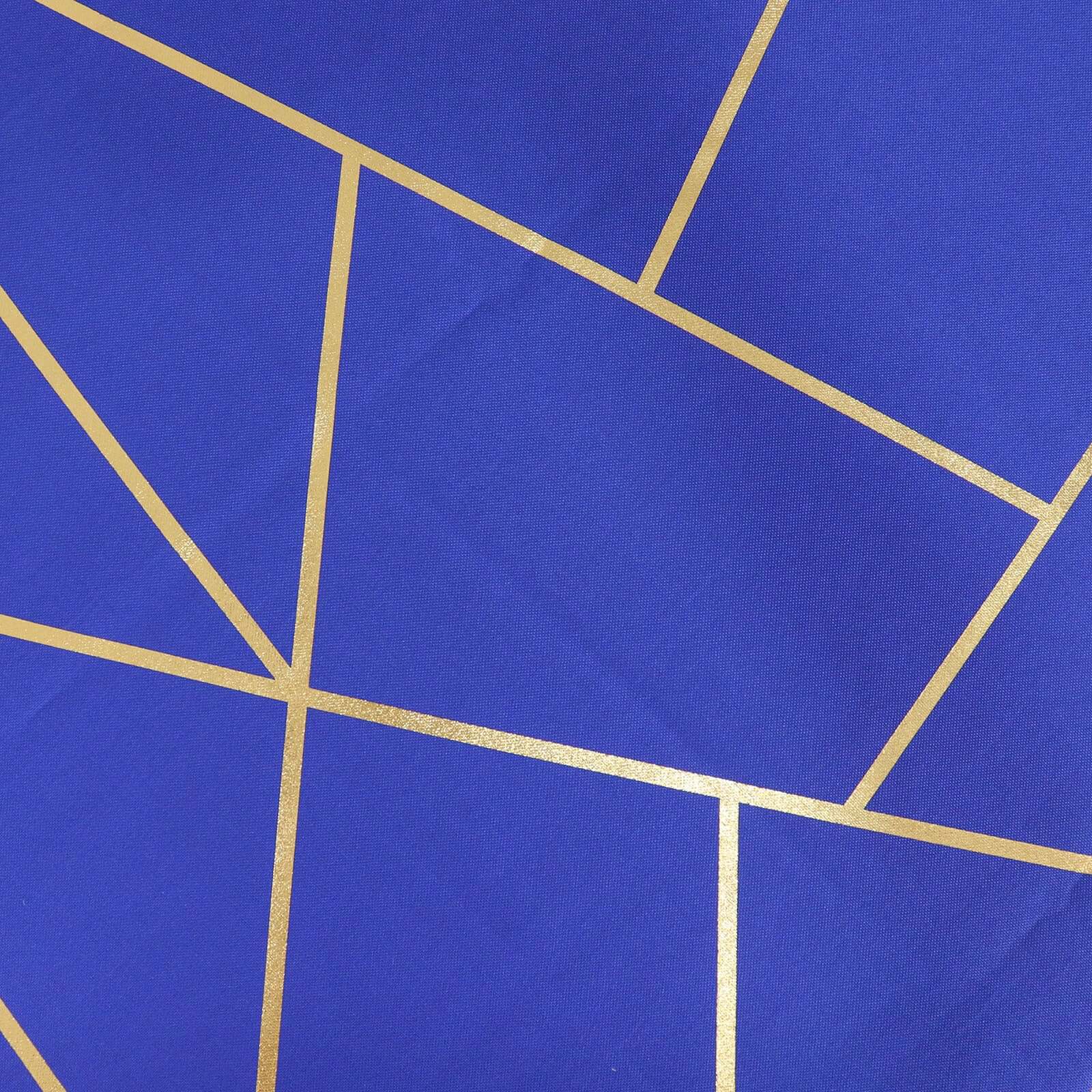 Polyester 9ft Table Runner Royal Blue with Gold Foil Modern Geometric Accent