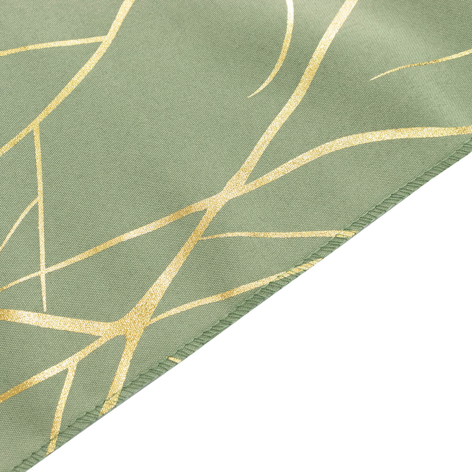 5 Pack Polyester 20x20 Napkins Dusty Sage Green with Gold Foil Tree Branch Pattern - Modern Wrinkle Resistant Cloth Napkins for Weddings & Parties