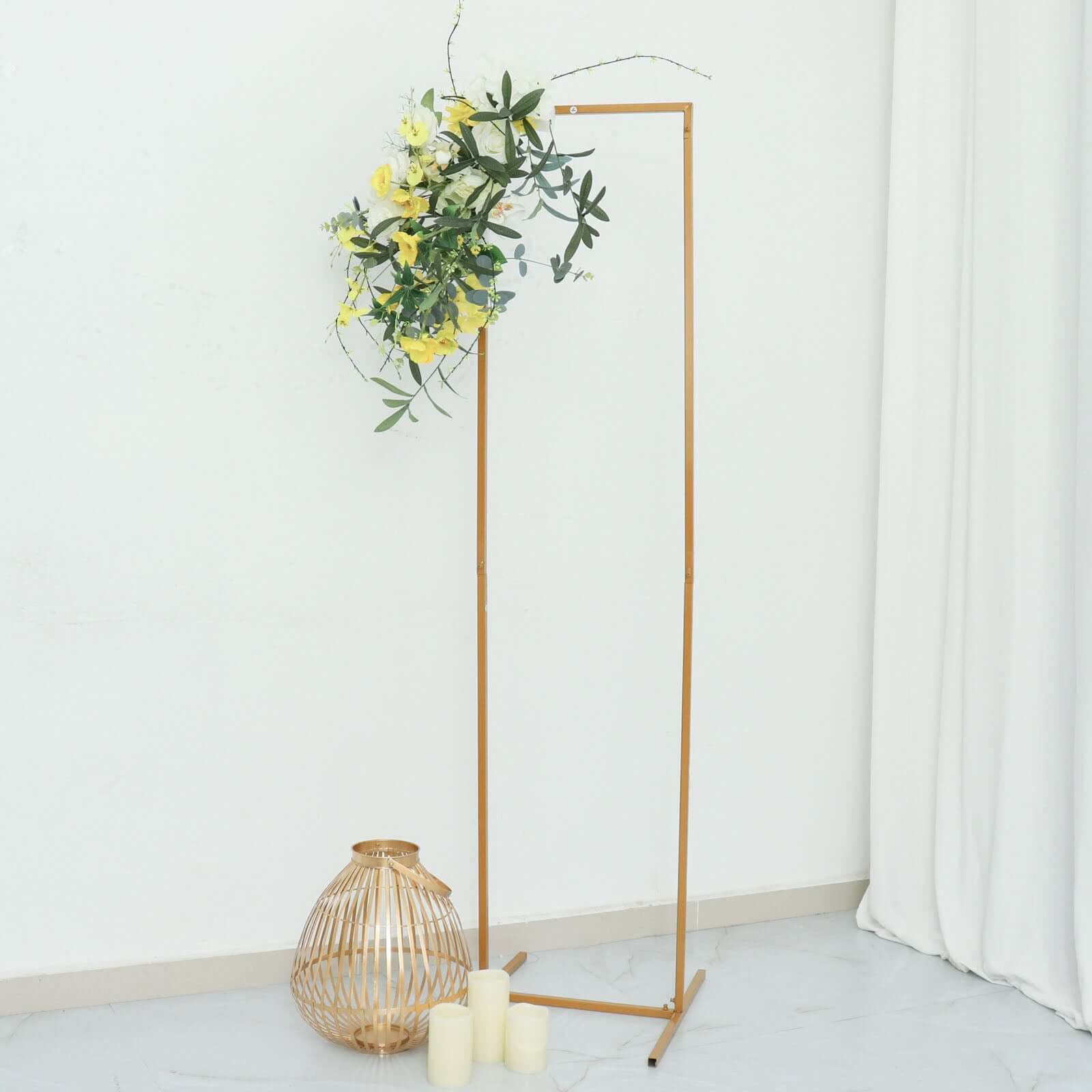 5.5ft Slim Gold Metal Frame Wedding Arch, Rectangular Backdrop Stand, Floral Display Frame