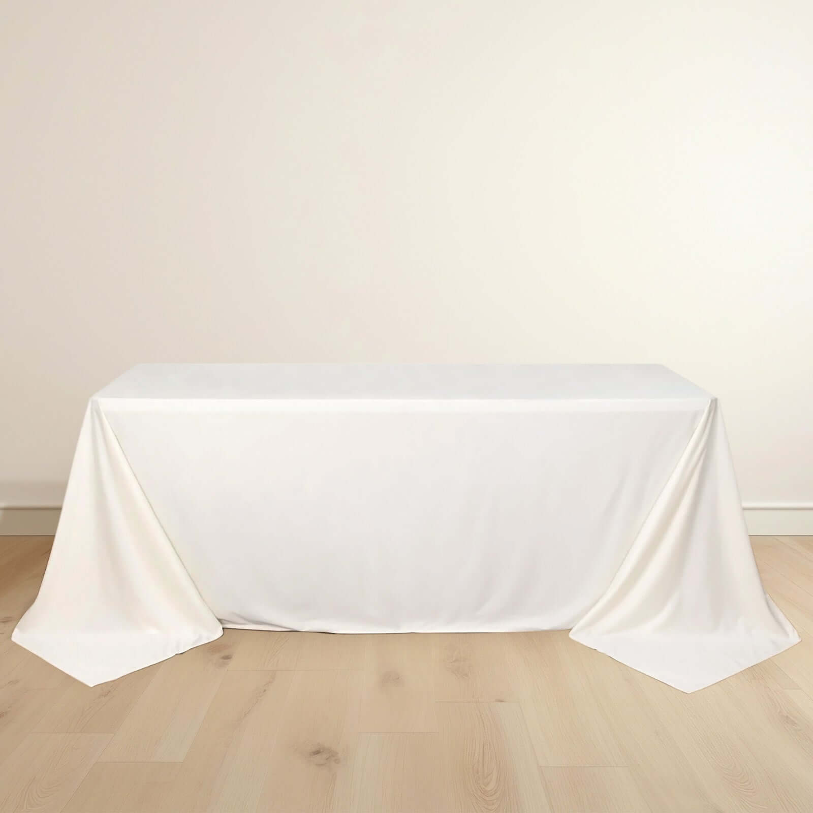 Premium Scuba Rectangular 90x132 Tablecloth Ivory - Wrinkle Free, Stain Resistant & Seamless Table Cover