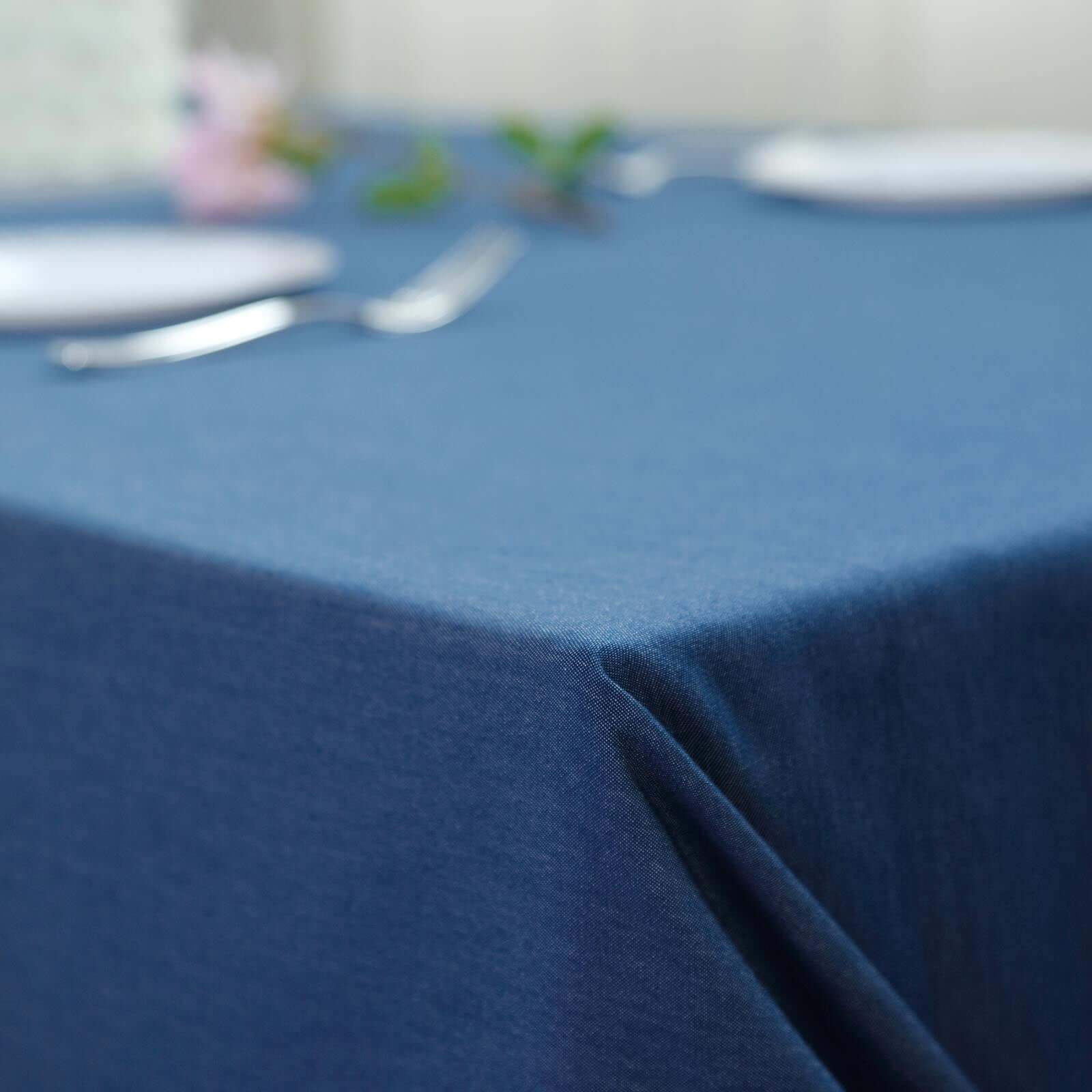 Polyester 90x132 Rectangle Tablecloth Dark Blue - Seamless Faux Denim Design for Classy Celebrations