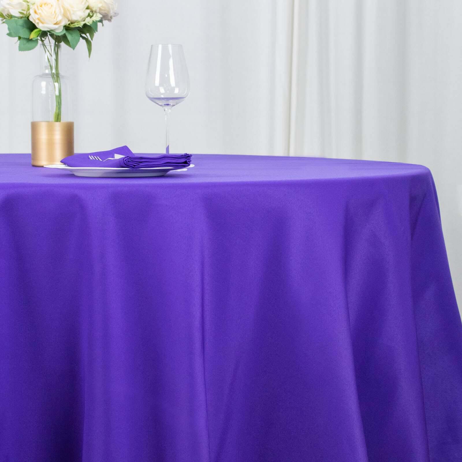 Premium Polyester 132 Round Tablecloth Purple - Seamless 220GSM Wrinkle-Resistant Table Cover