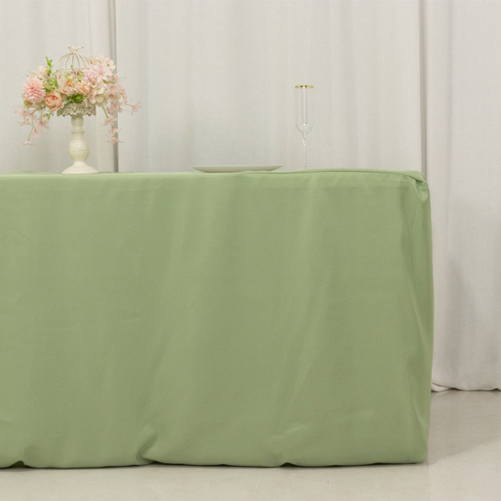 Fitted Polyester 72x30 Rectangle Tablecloth Sage Green - Durable and Easy to Maintain Table Cover