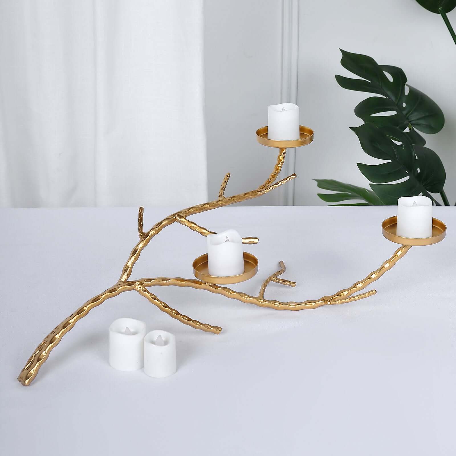 Metal Manzanita Tree Branch Candelabra Candle Holder Stand Gold - Twig Branch Design Table Centerpiece 2ft