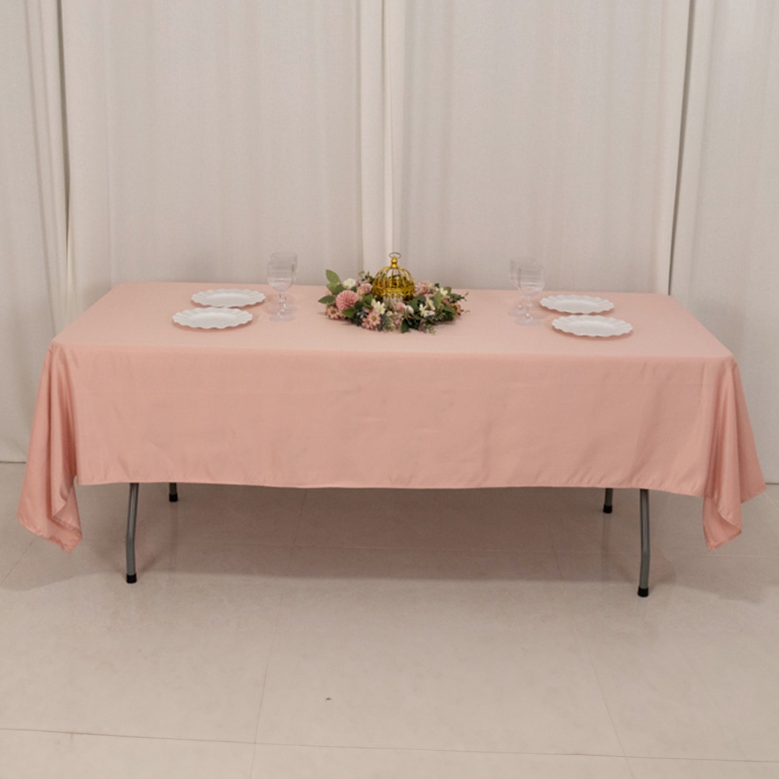 Lamour Satin 60x102 Rectangle Tablecloth Dusty Rose - Durable & Silky Soft Feel Table Cover