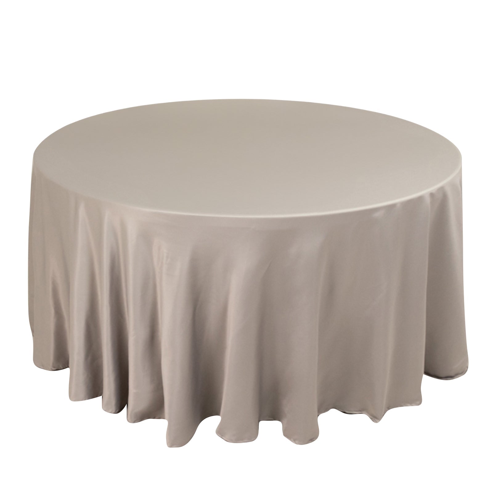 Lamour Satin 120 Round Tablecloth Silver - Seamless Table Cover with Soft Tempered Sheen