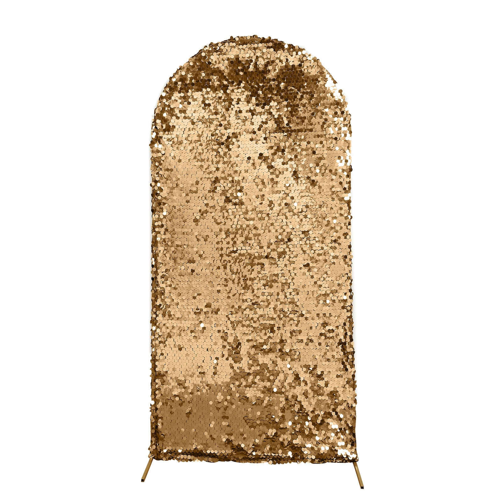 5ft Sparkly Gold Double Sided Big Payette Sequin Chiara Backdrop Stand Cover For Fitted Round Top Wedding Arch