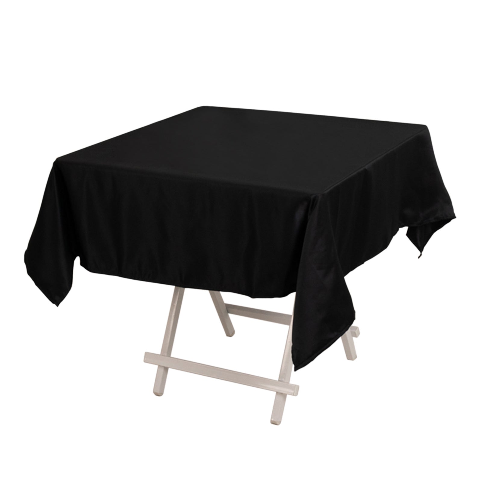 Lamour Satin 54x54 Square Tablecloth Black - Durable & Silk-Like Table Cover for Weddings & Parties