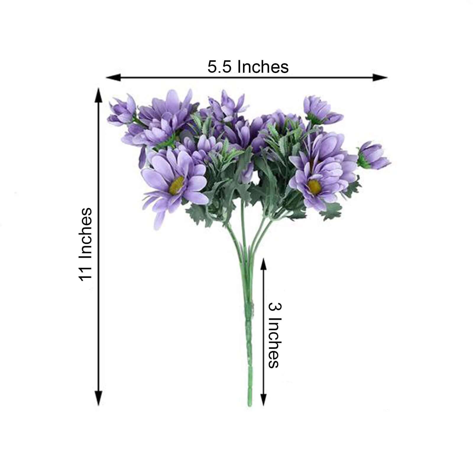 4 Bushes 11 Lavender Lilac Artificial Silk Daisy Flower Bouquet Branches