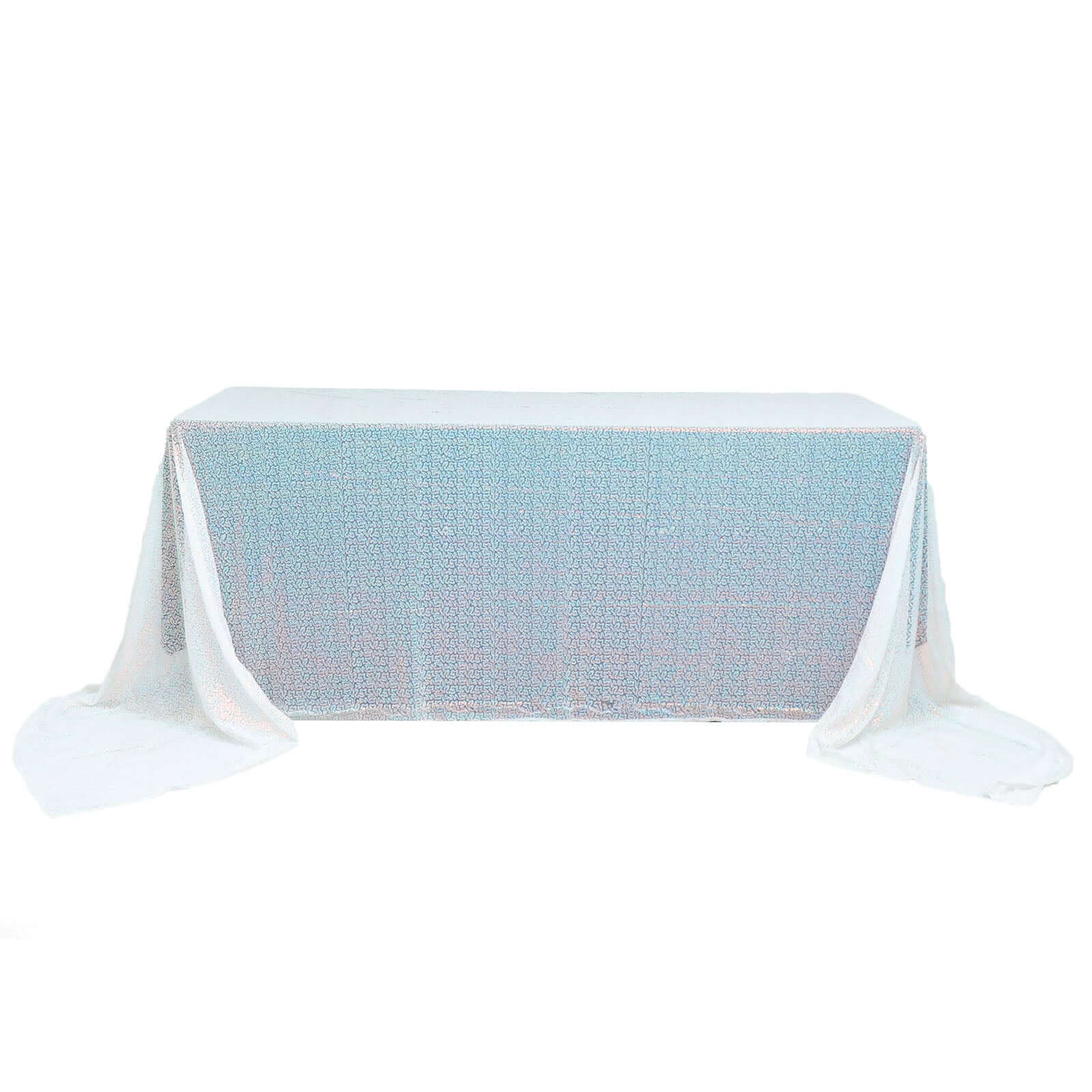 Sequin 90x156 Rectangle Tablecloth Iridescent Blue - Seamless Twinkling Table Cover
