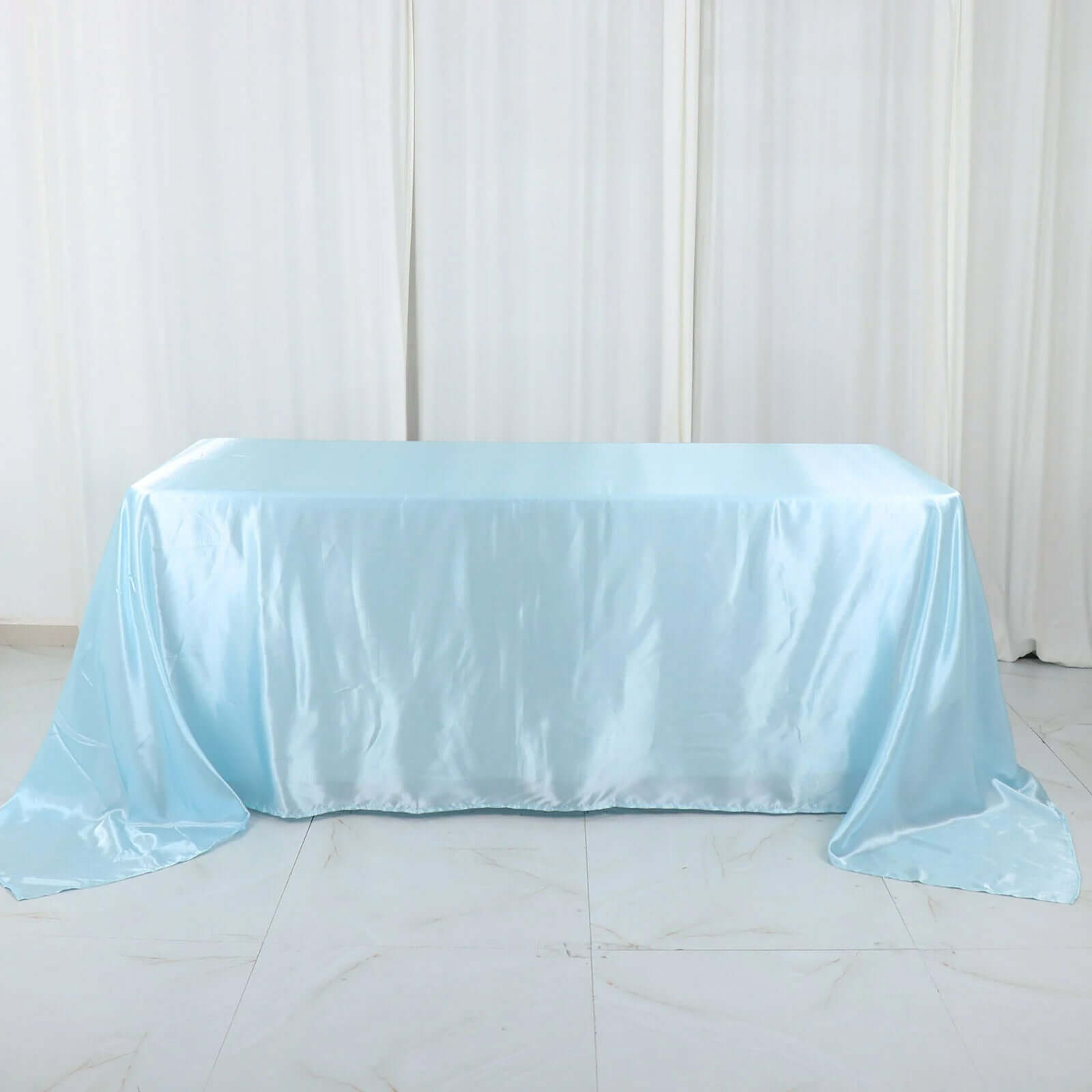 Satin Rectangular 90x132 Tablecloth Light Blue Satin - Seamless Table Cover