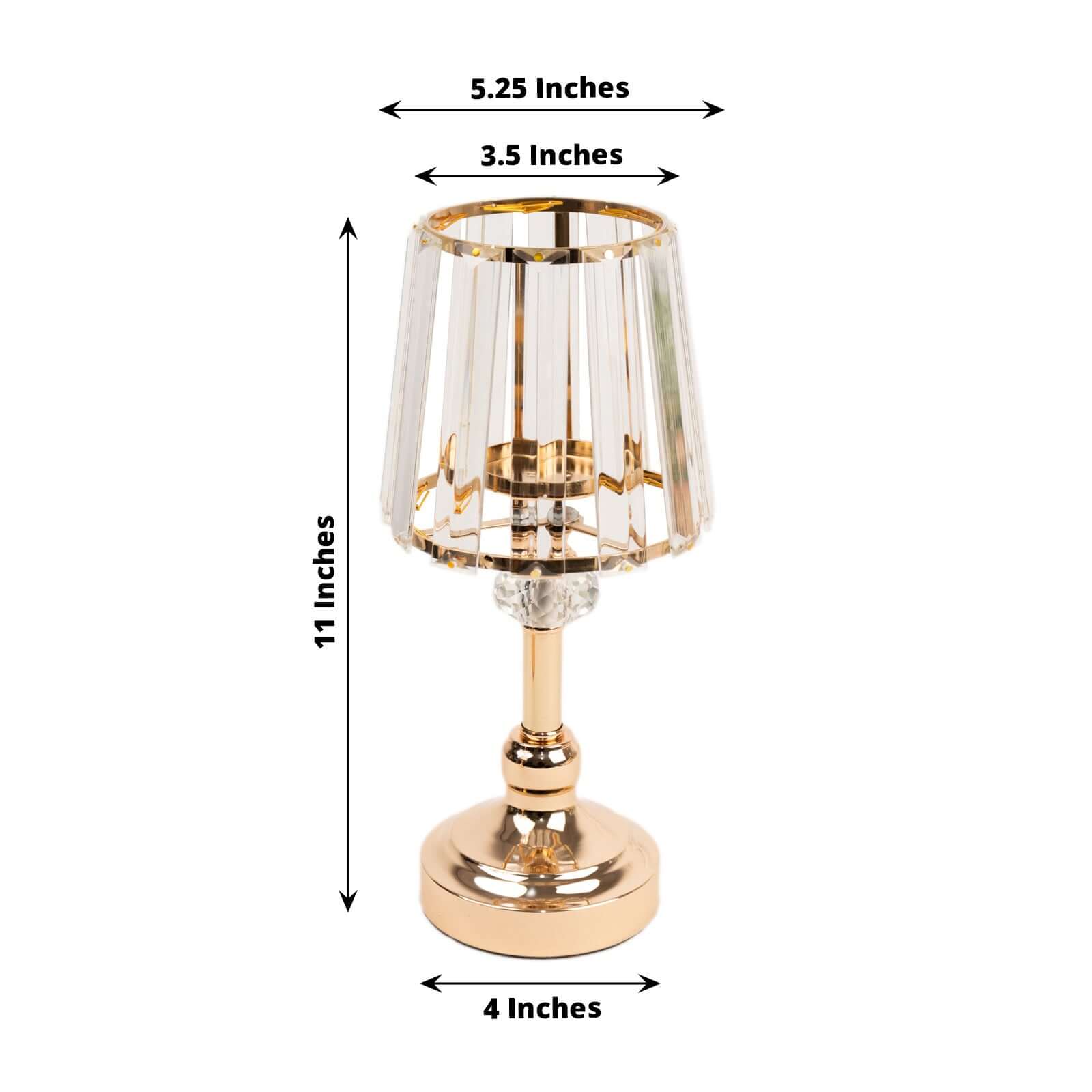 2-Pack 11 Crystal Pendant Candle Holders - Classic Empire Lamp Shade Style in Gold, Votive Candle Stand For Table Centerpieces