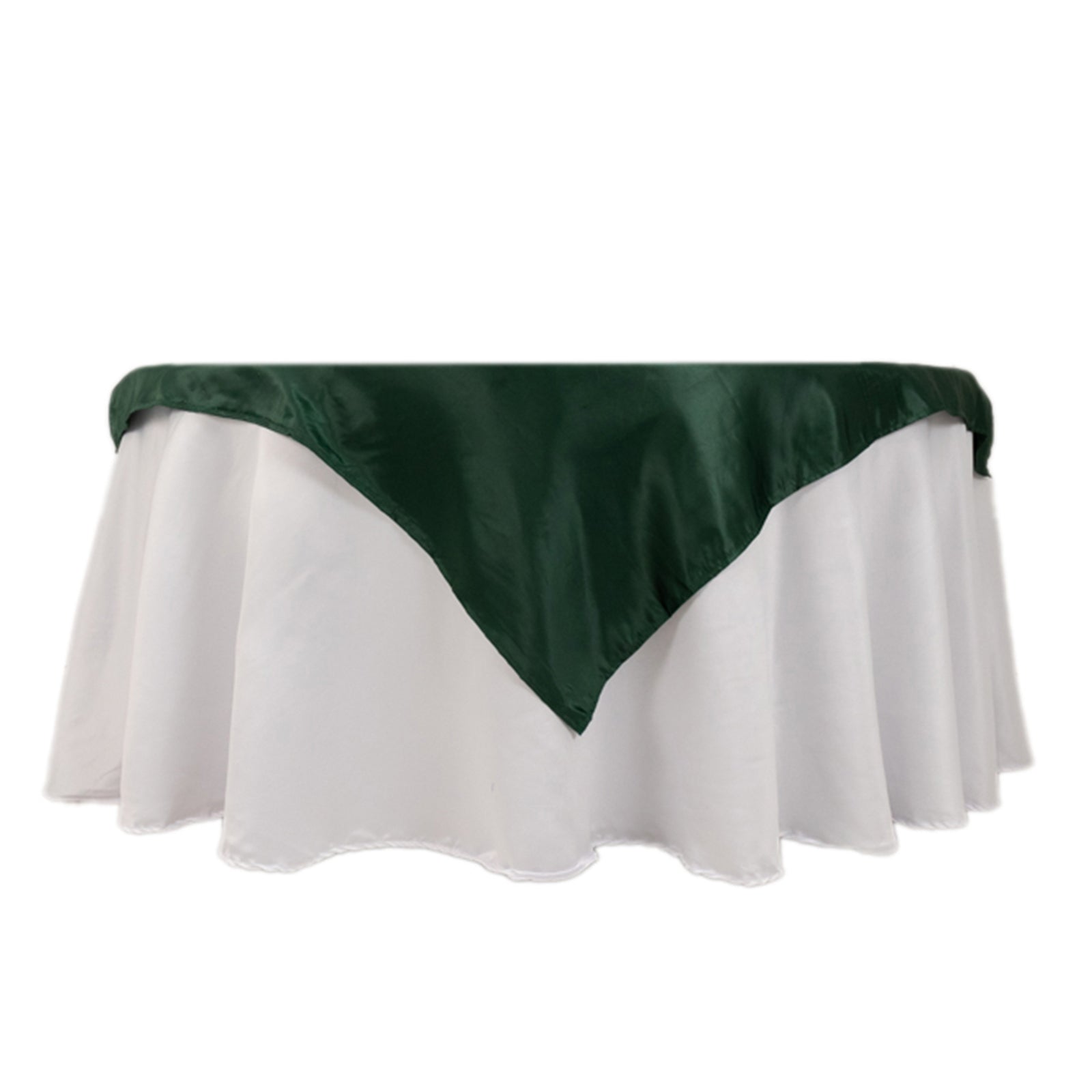 Lamour Satin 54x54 Table Overlay Square Tablecloth Hunter Emerald - Durable & Silk-Like Table Cover