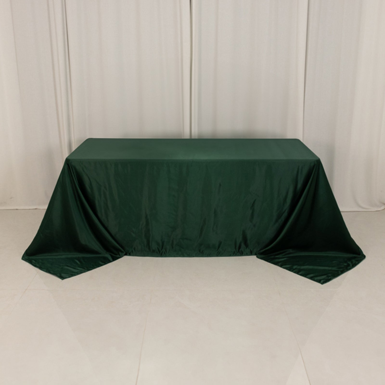 Lamour Satin 90x132 Rectangle Tablecloth Hunter Emerald - Soft & Silk-Like Seamless Table Cover