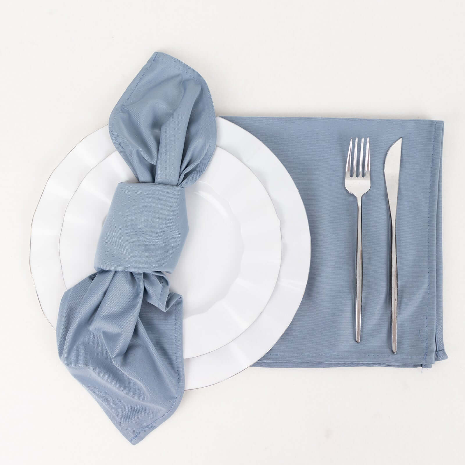 5 Pack Premium Scuba 20x20 Napkins Dusty Blue - Durable & Reusable Dinner Napkins