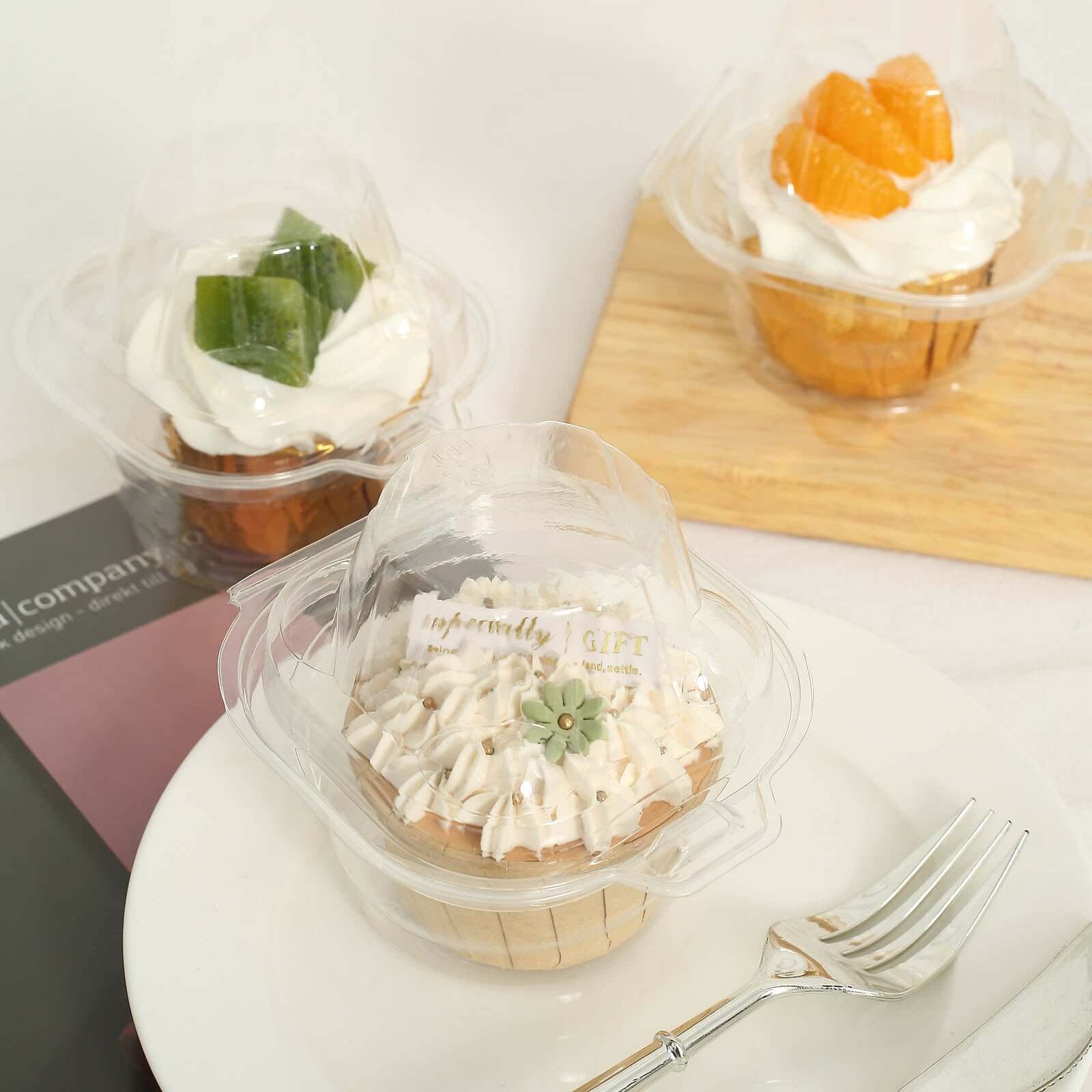 25-Pack Plastic Cupcake Container Boxes Clear - Single Clamshell-Packaging with Stackable Dome Lid for Events & Bakeries 4