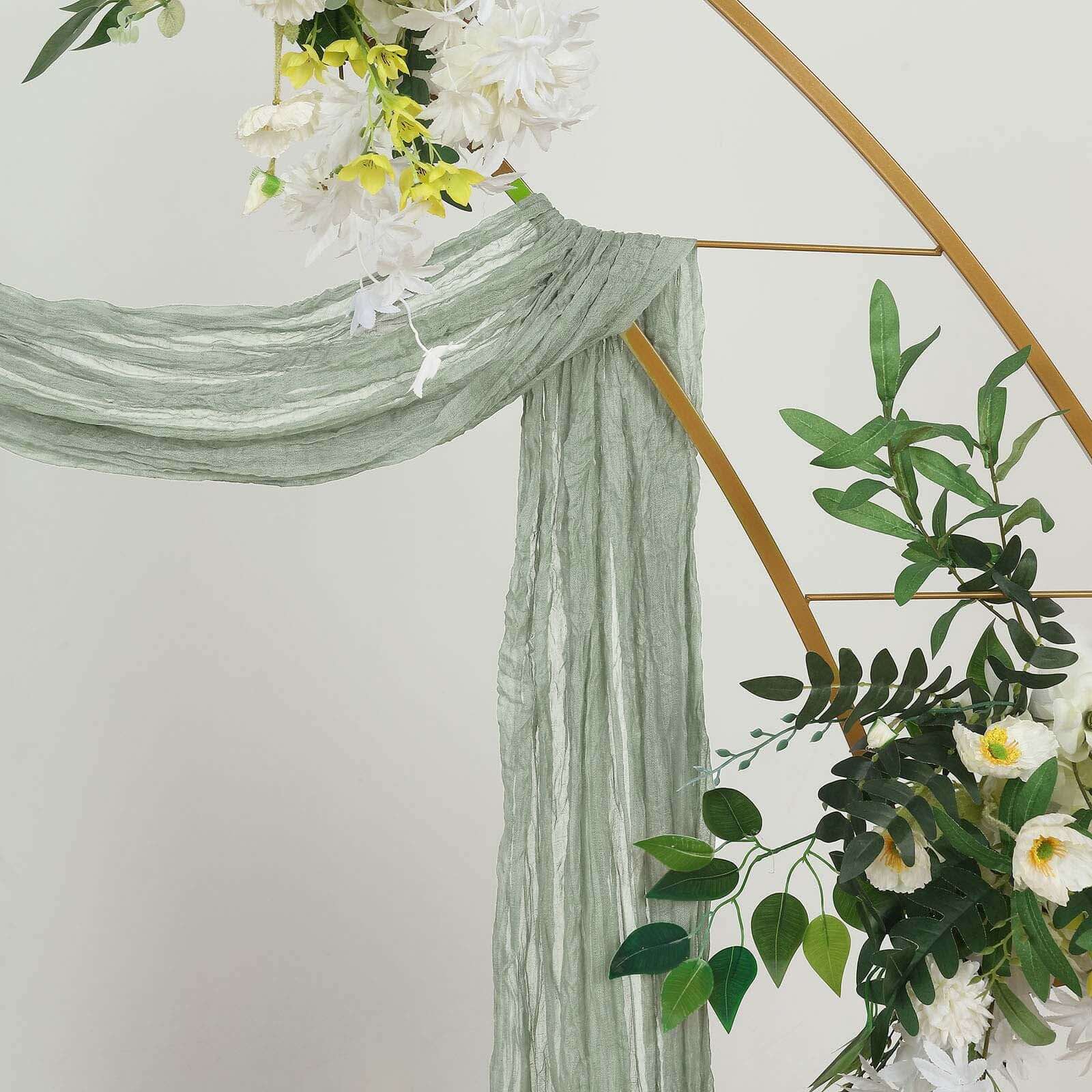 20ft Dusty Sage Green Gauze Cheesecloth Fabric Wedding Arch Drapery, Window Scarf Valance, Boho Decor Arbor Curtain Panel