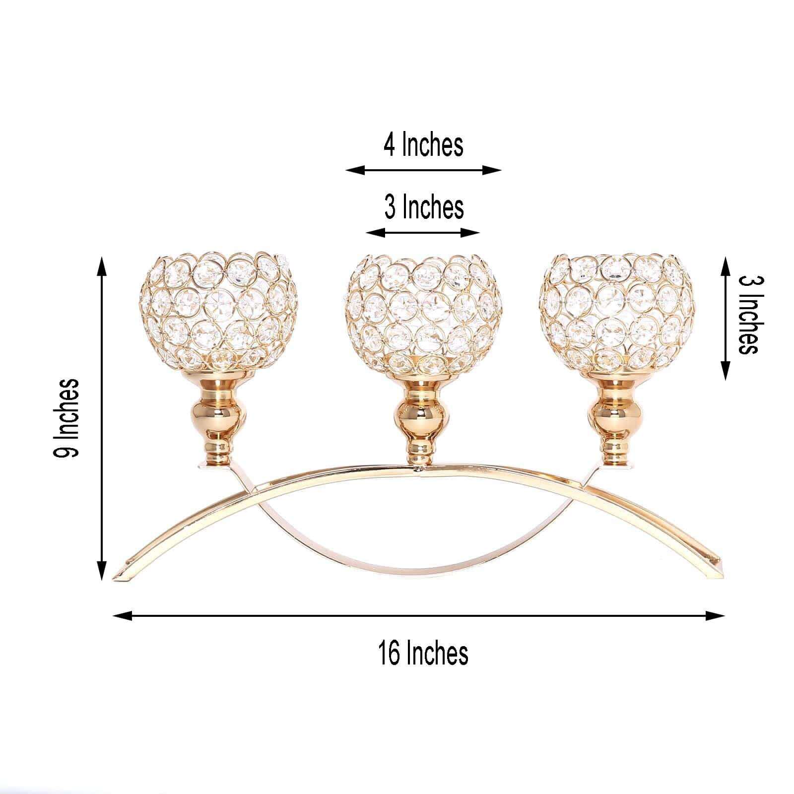 3-Arm Arch Bridge Candelabra Gold with Crystal Beads - Chic Table Centerpiece for Events 16