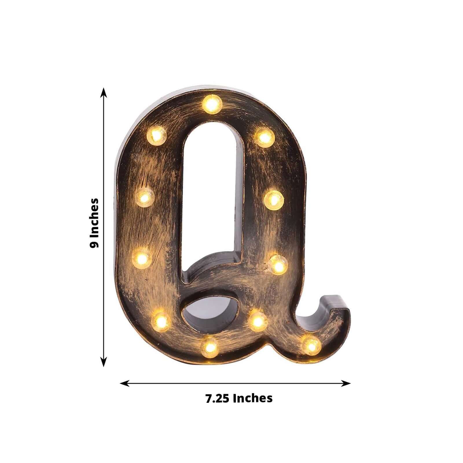 LED Marquee Letter Q Industrial Style Antique Black - Light-Up Alphabet Sign for Weddings & Displays 9