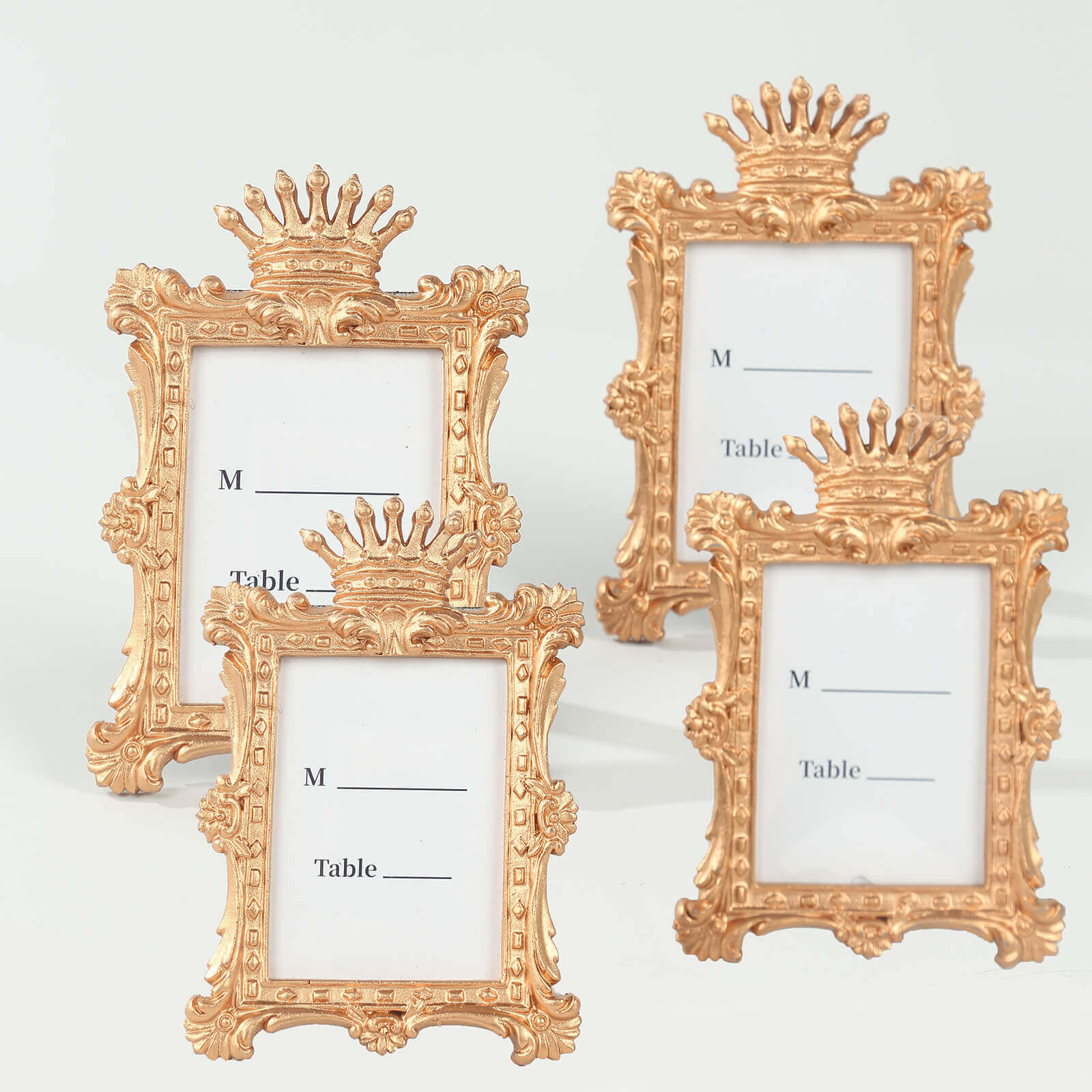 4-Pack Picture Frames Gold Resin Vintage Crown Design Rectangle - Mini Photo Frame Wedding Place Card Holders & Party Favors 4.5x3