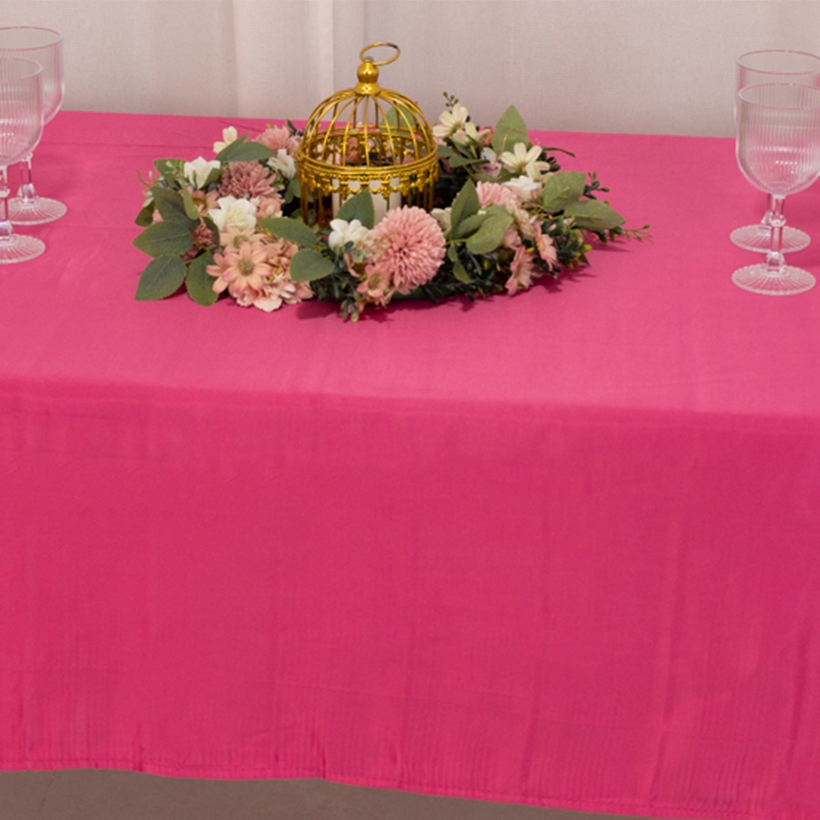 Lamour Satin 60x102 Rectangle Tablecloth Fuchsia - Durable & Silky Soft Feel Table Cover