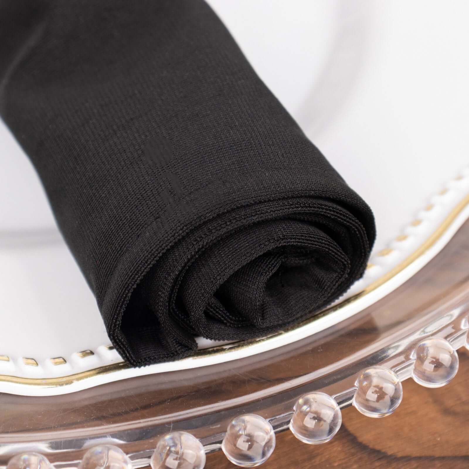 5 Pack Premium Scuba 20x20 Napkins Black - Durable & Reusable Dinner Napkins for a Polished Tablescape