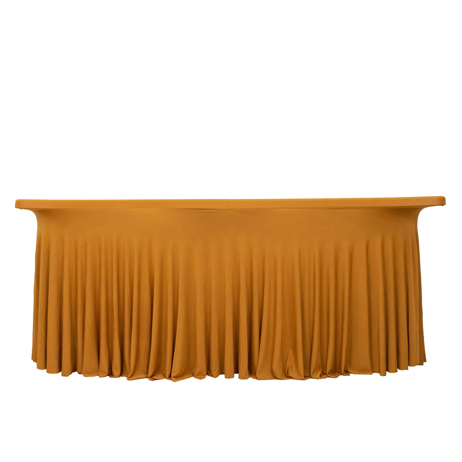 Spandex Rectangle 72x30 Table Skirt Gold with Wavy Skirt-Like Effect Stylish Table Cover for Weddings, Banquets & Trade Shows