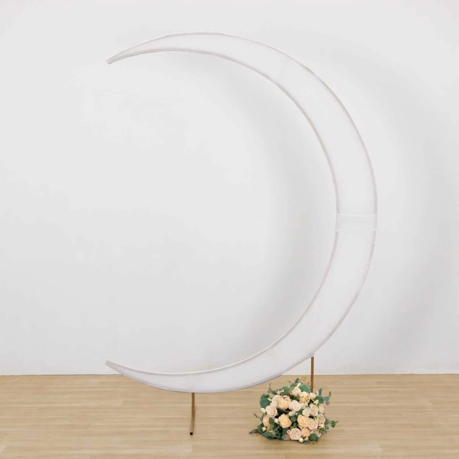 7.5ft White Spandex Crescent Moon Wedding Arch Cover, Custom Fitted Chiara Backdrop Stand Cover